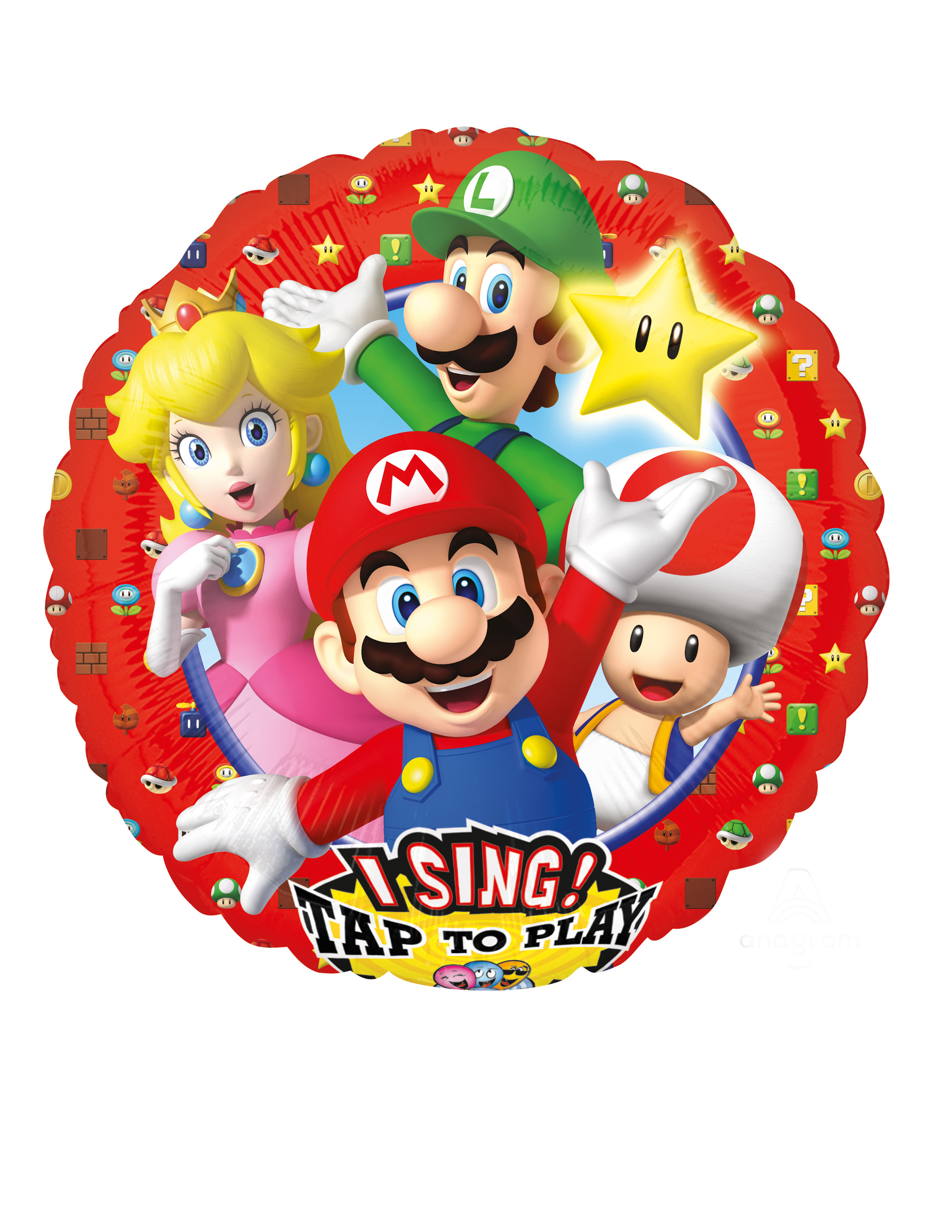Ballon en aluminium musical Super Mario Bros 71 x 71 cm