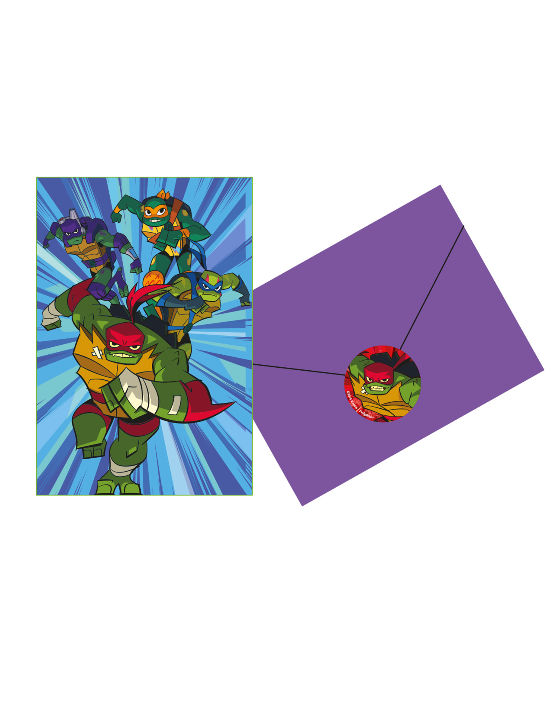 8 Invitations et enveloppes Le Destin des Tortues Ninja