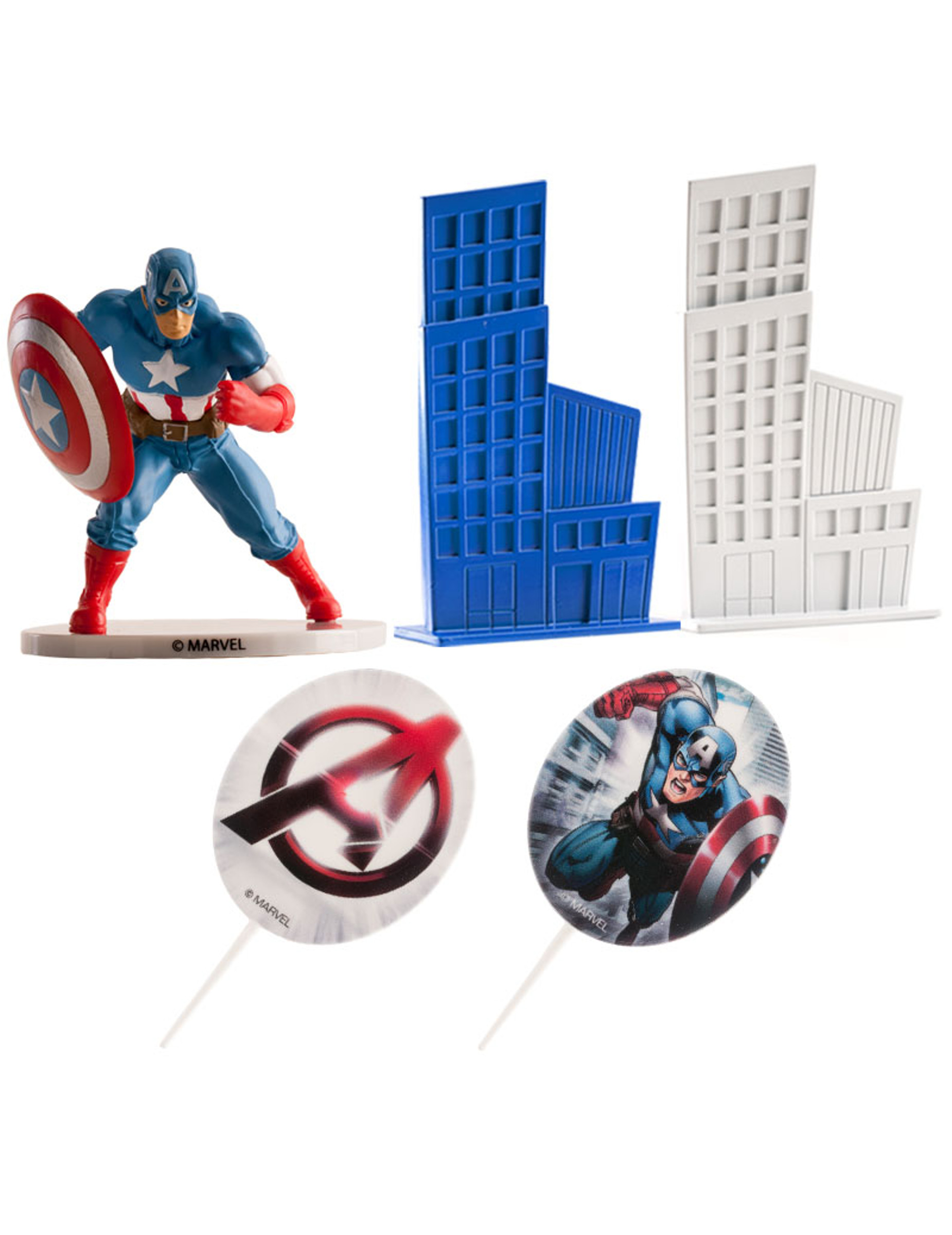 Kit décoration gâteau Captain America 8 cm