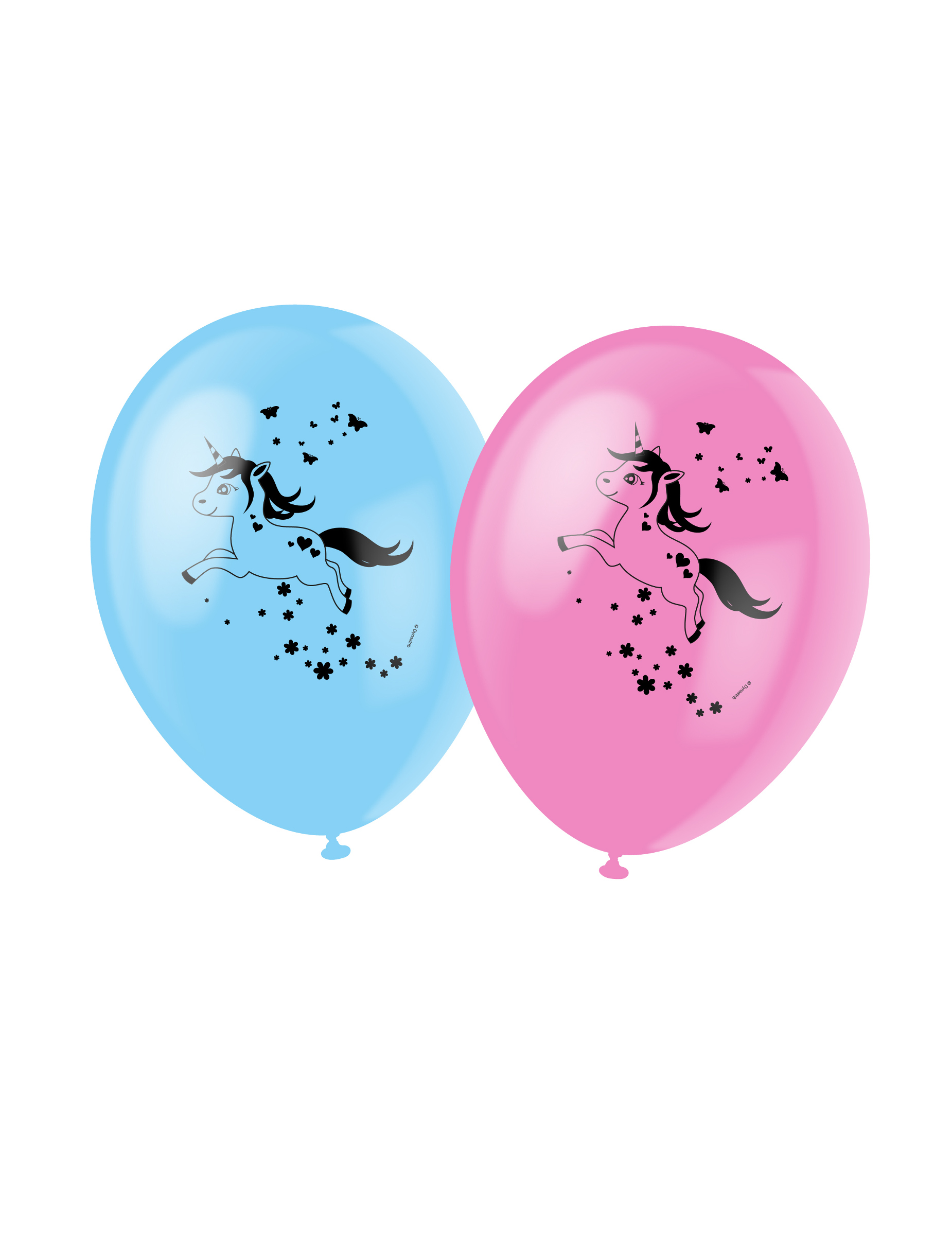 6 Ballons en latex licorne magique bleus 30 cm