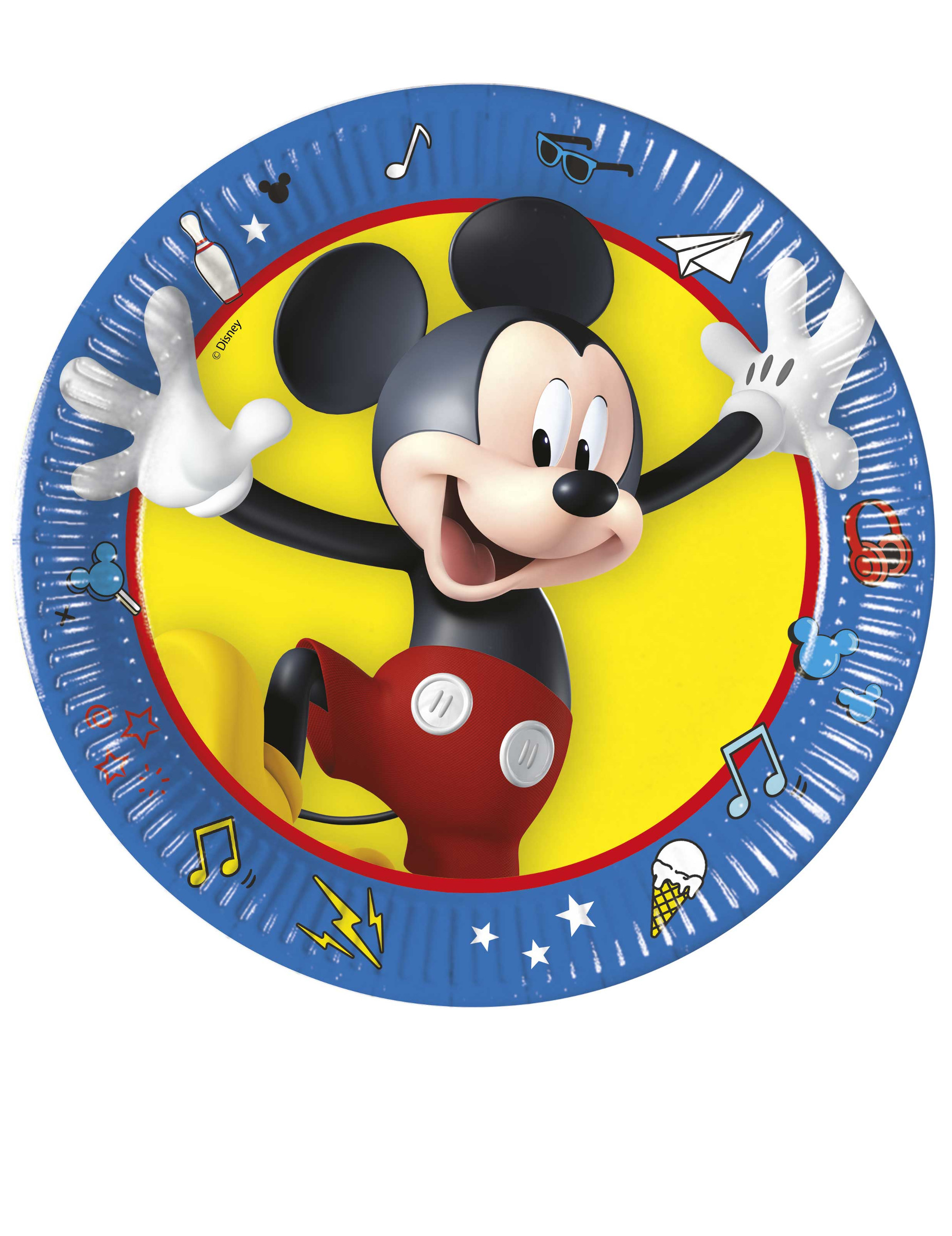 8 Petites assiettes en carton Mickey copains de jeux 20 cm