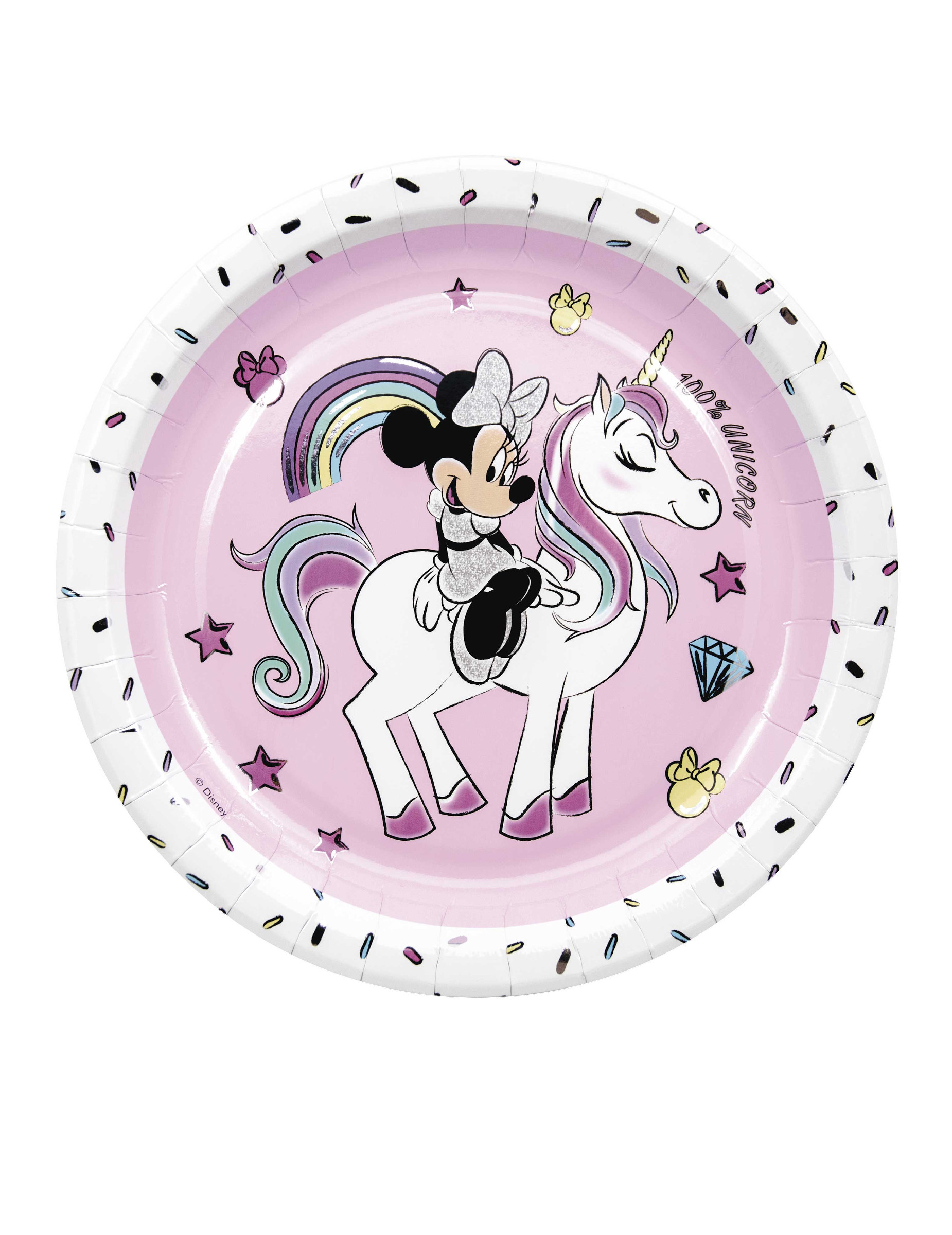 8 Assiettes en carton Minnie et la licorne 23 cm