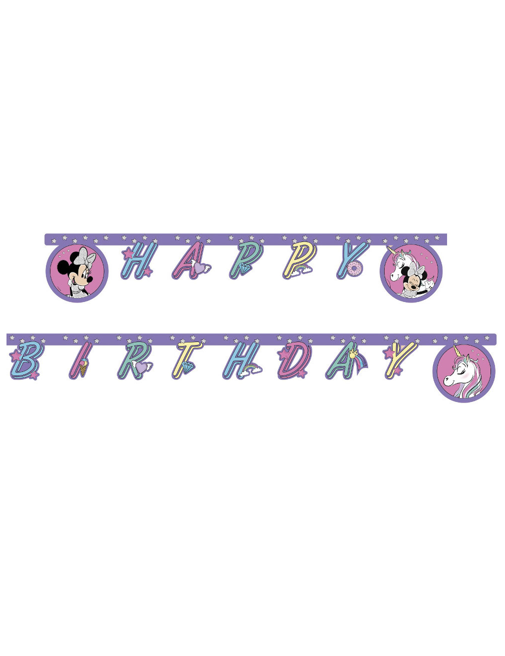 Guirlande Happy Birthday Minnie et la licorne 2 m