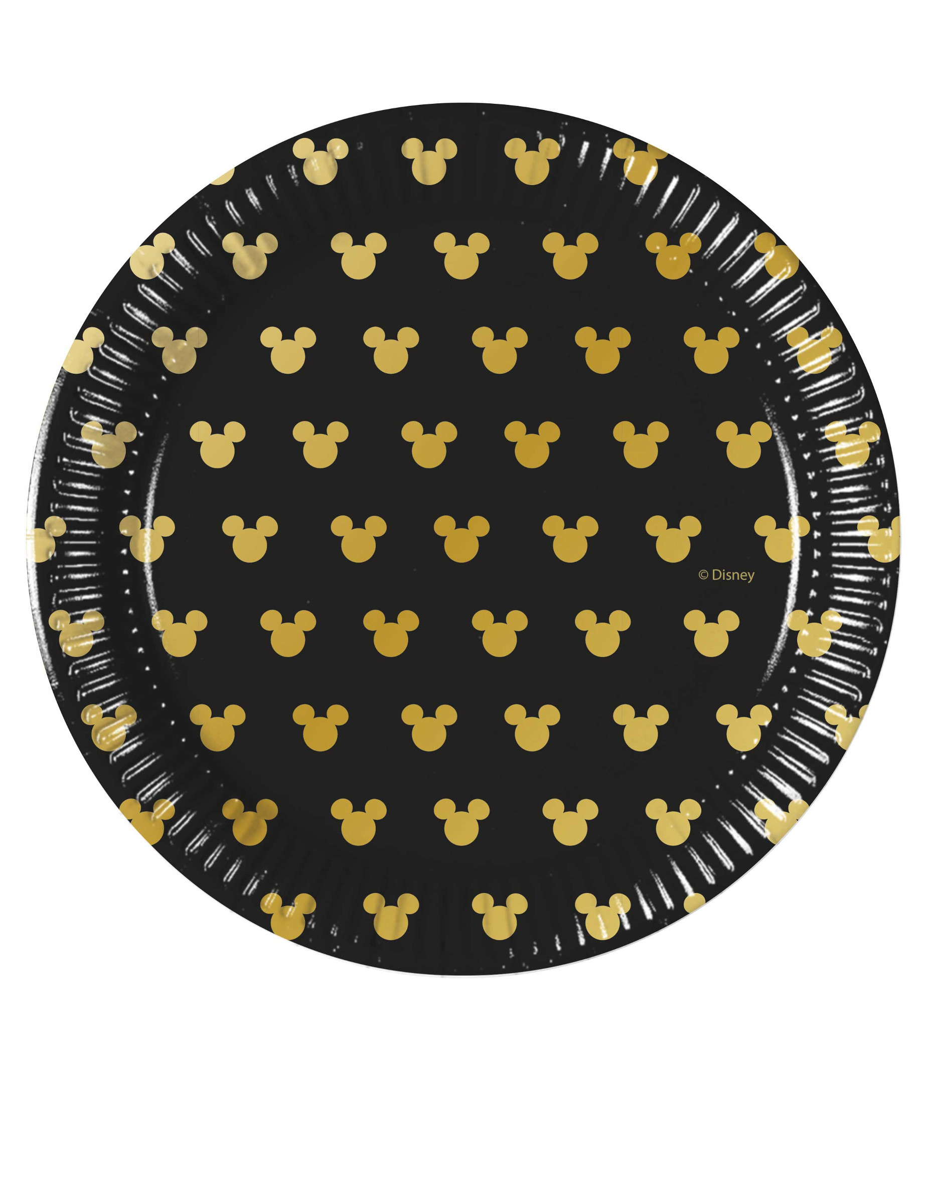 8 Petites assiettes en carton Mickey Gold 20 cm