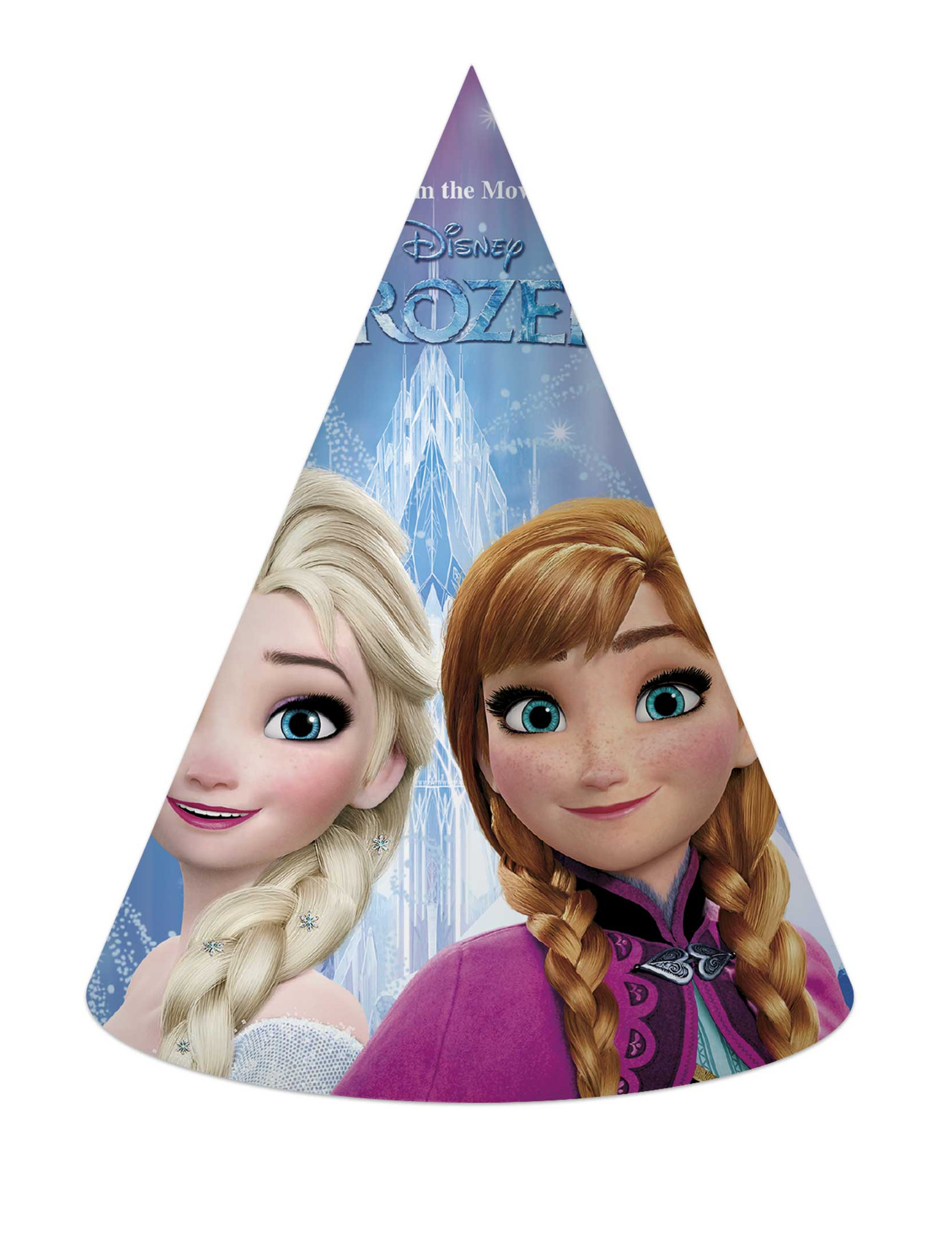 6 Chapeaux de fête en carton La Reine des Neiges Flocons