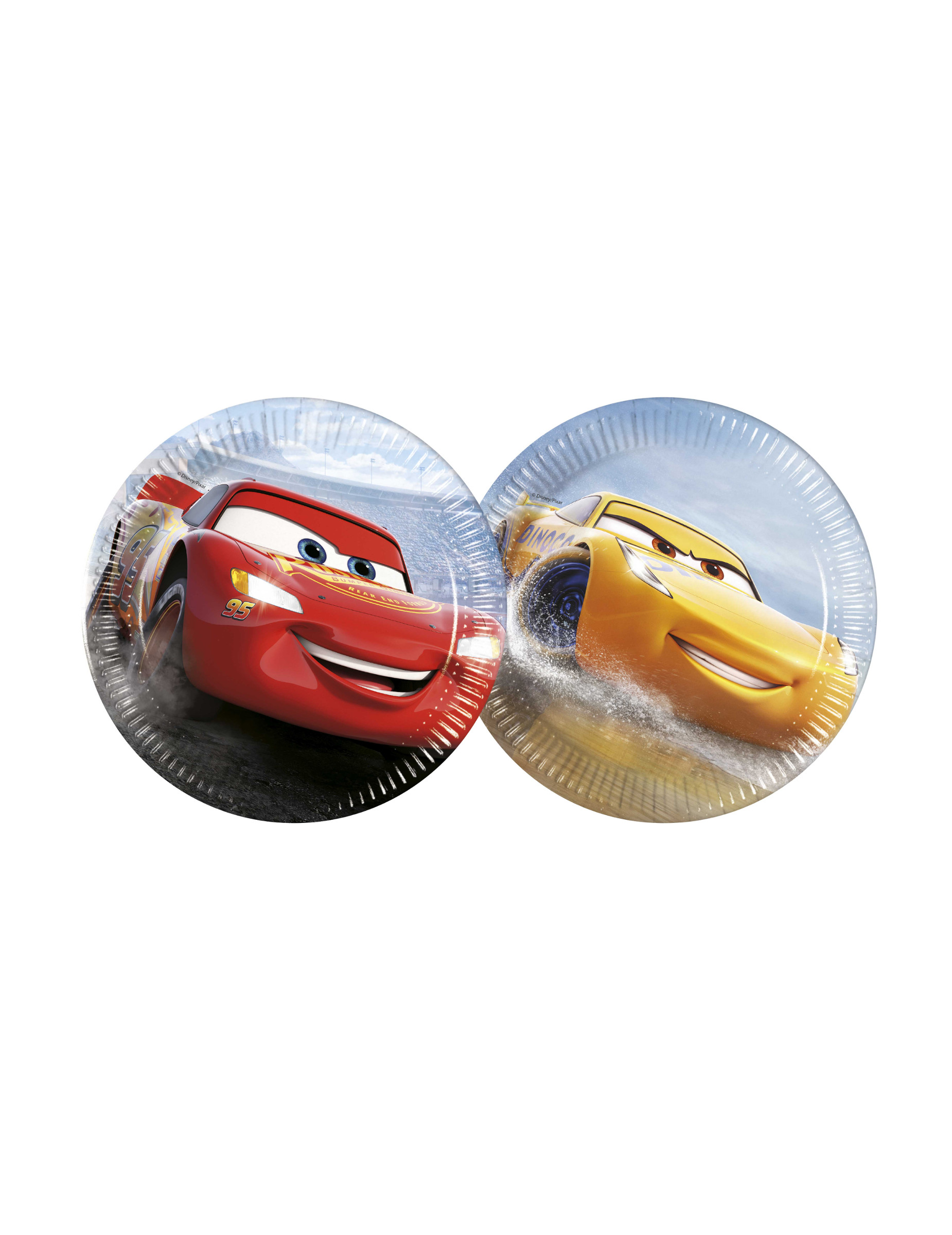 8 Petites assiettes en carton Flash McQueen & Cruz Ramirez Cars 3 20 cm