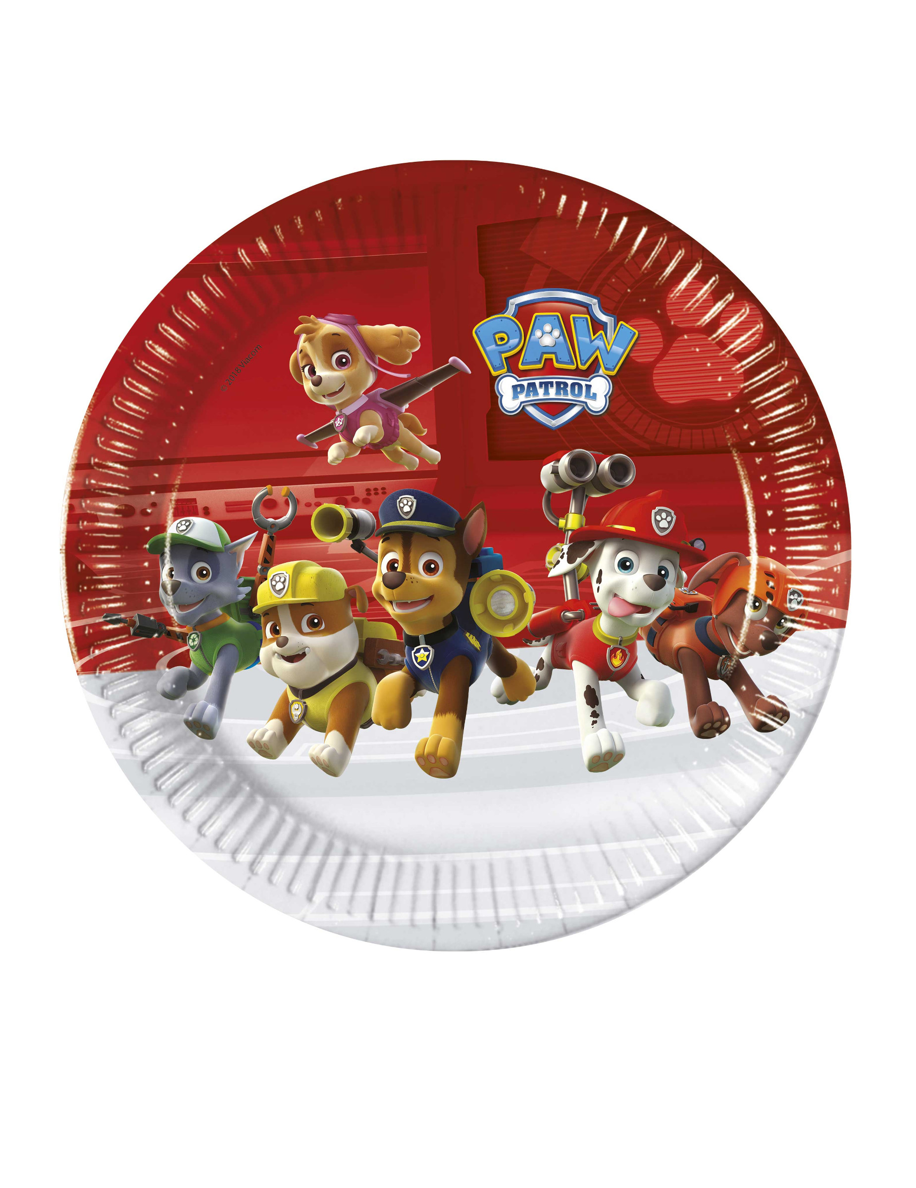 8 Assiettes en carton Pat' Patrouille prêt pour l'action 23 cm