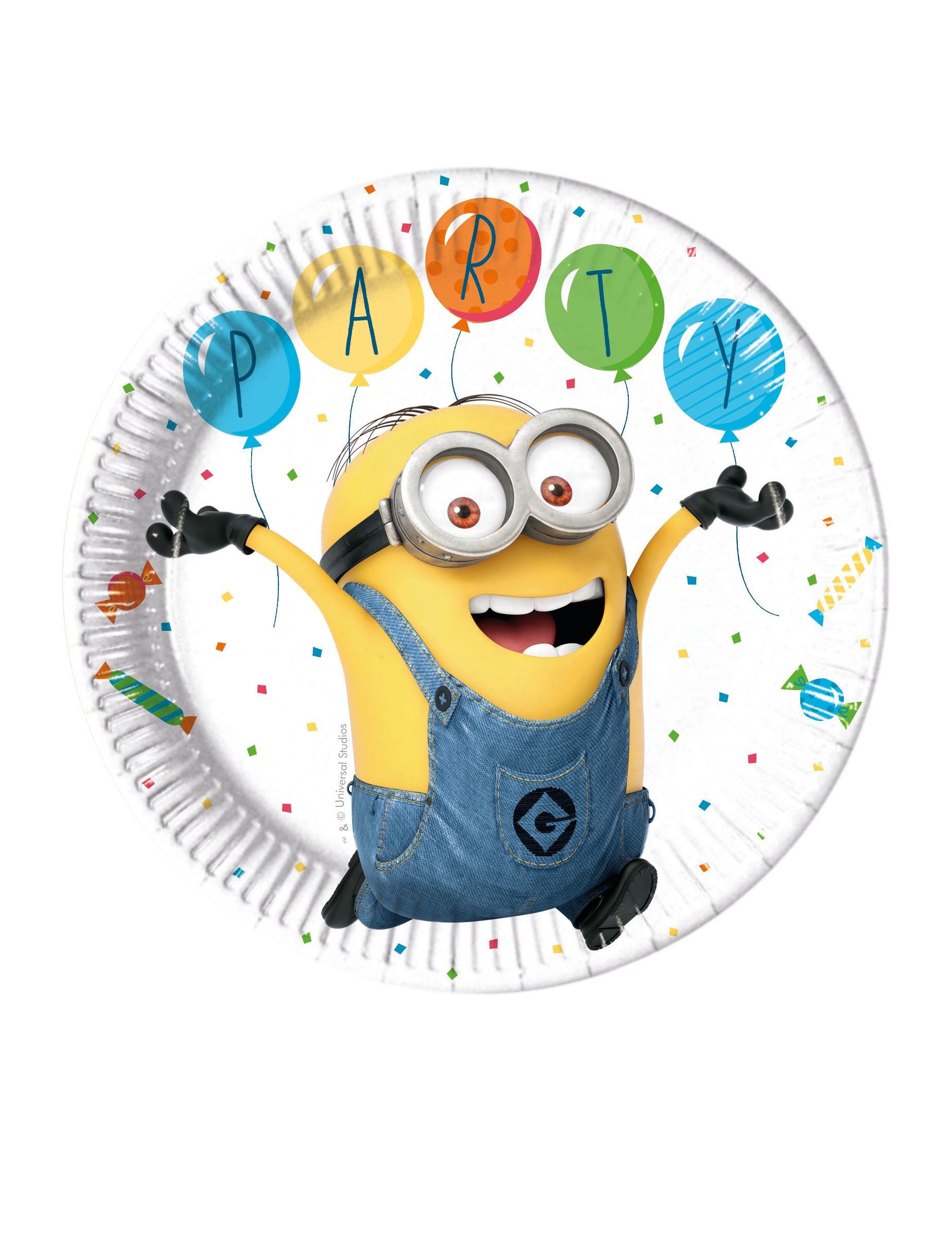 8 Assiettes en carton Minions ballons party 23 cm
