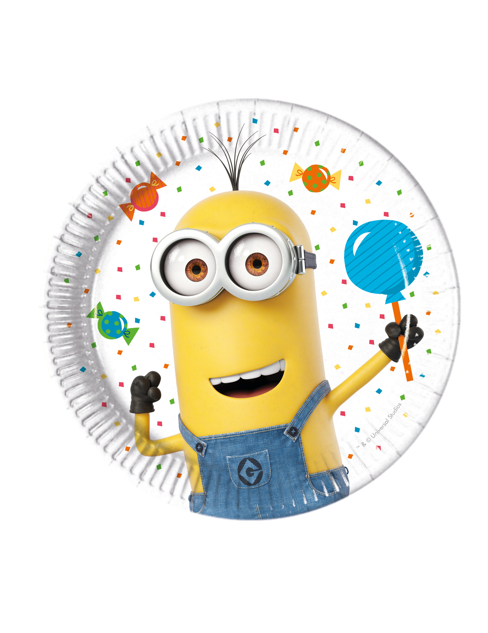 8 Petites assiettes en carton Minions ballons party 20 cm