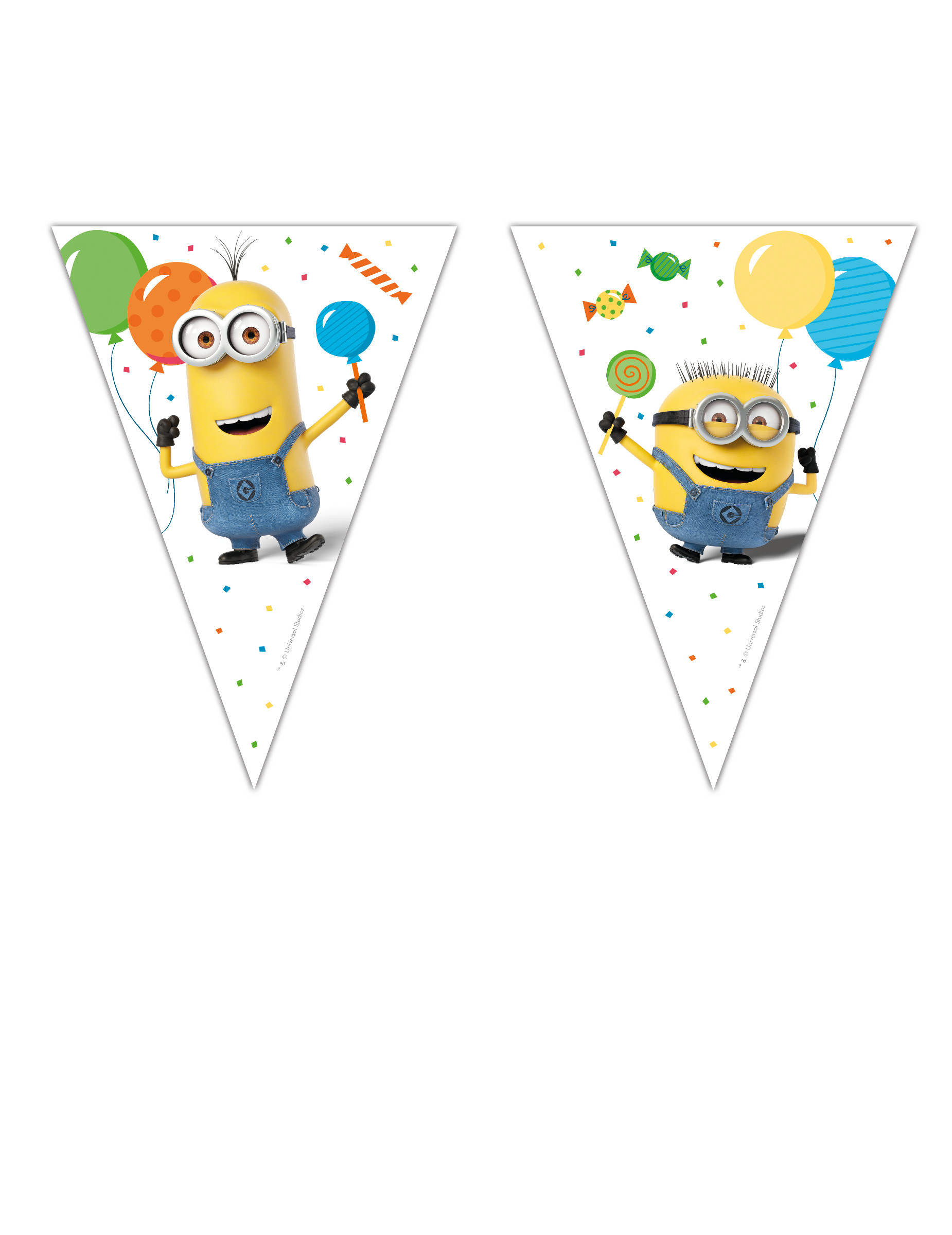 Guirlande 9 fanions Minions ballons party 2,3 m