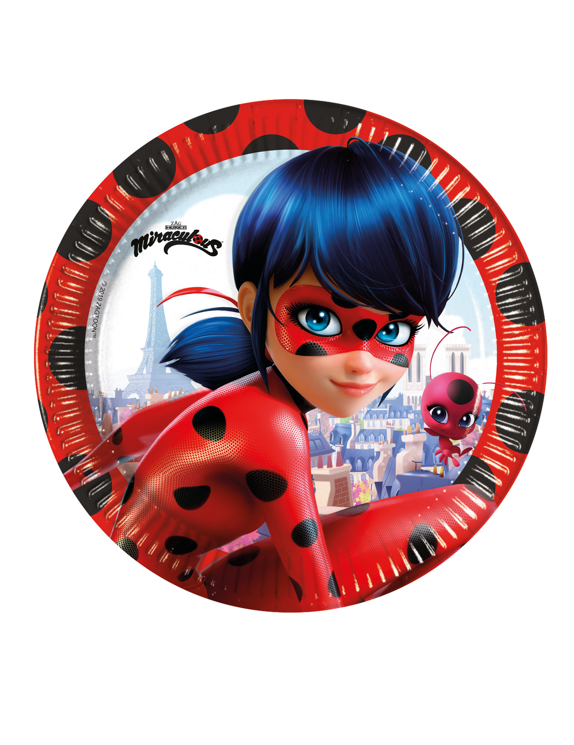 8 Petites assiettes en carton Miraculous Ladybug 20 cm