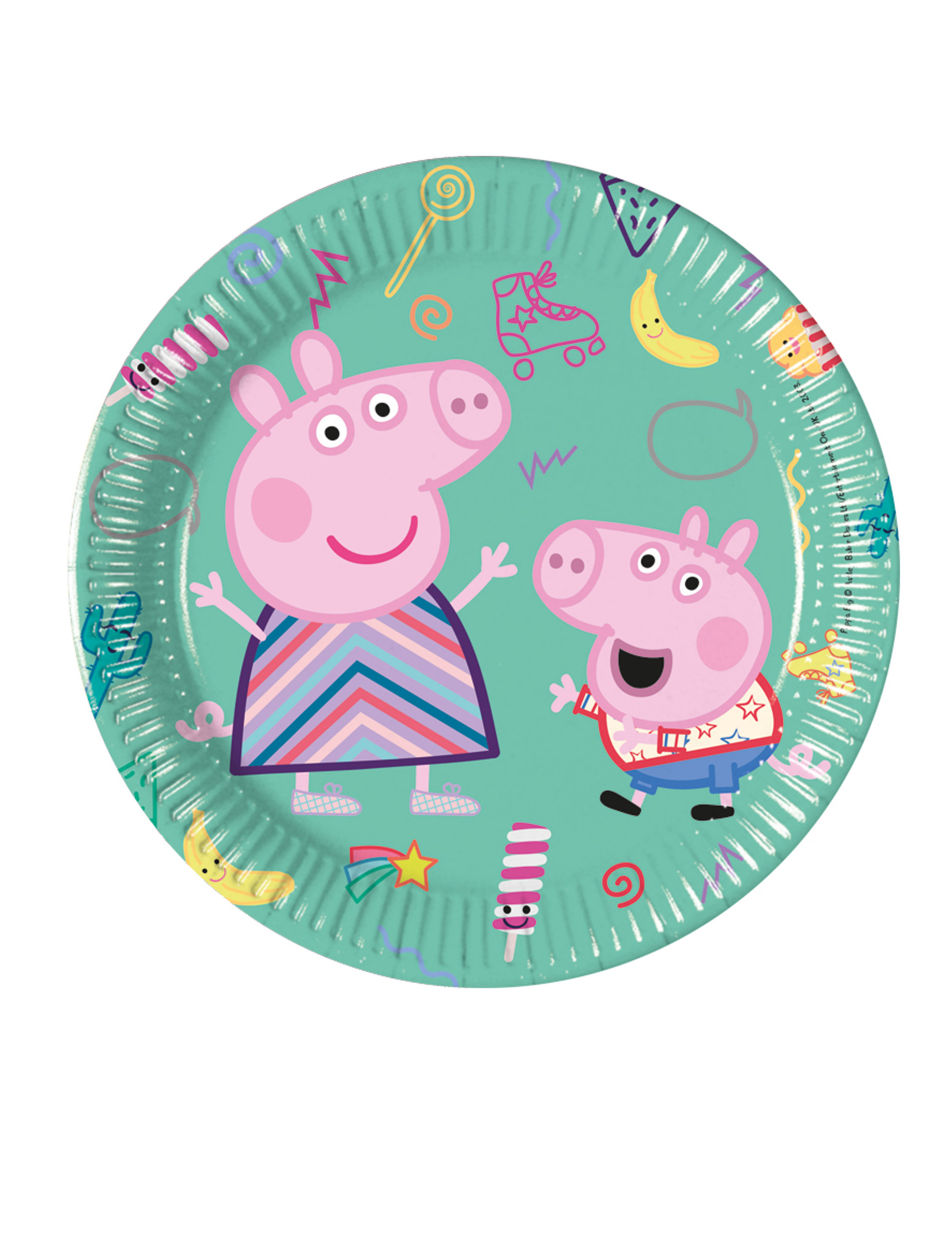 8 Petites assiettes en carton Peppa Pig 20 cm