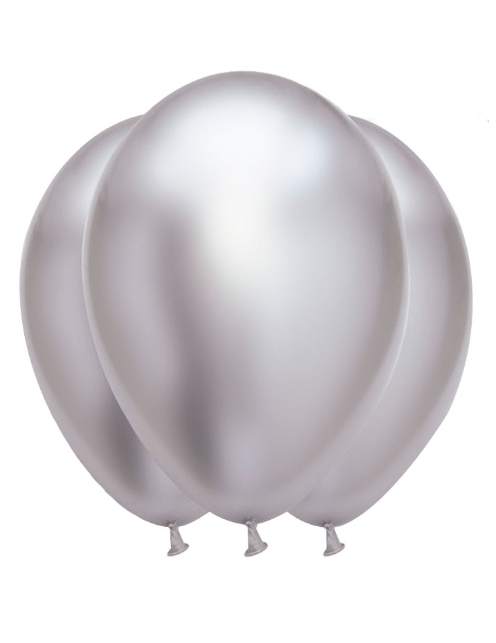 6 Ballons en latex argentés satinés 31 x 39 cm