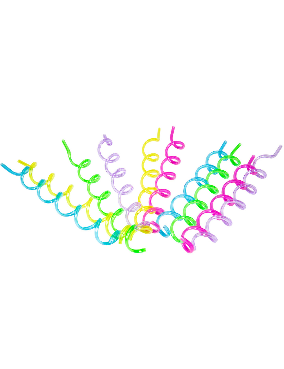 10 pailles spirales multicolores 20 cm