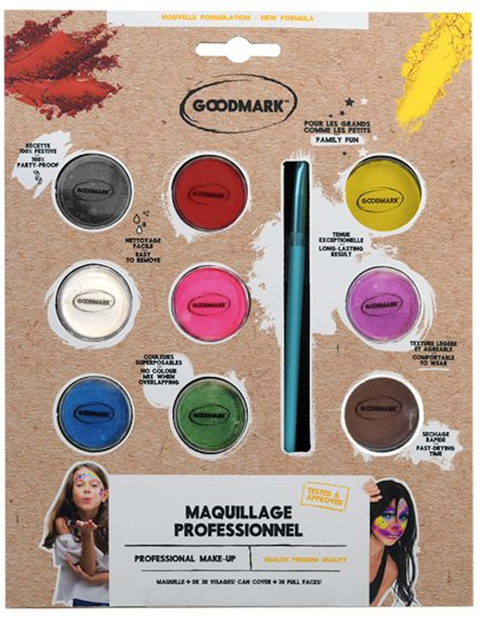 Palette professionnelle maquillage à l'eau 9 pots 4 g