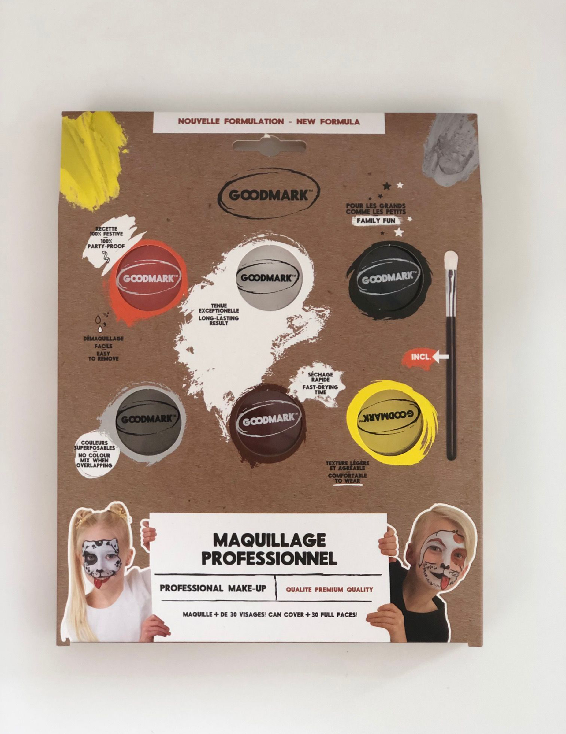 Palette de maquillage à l'eau thème animaux 6 x 4g