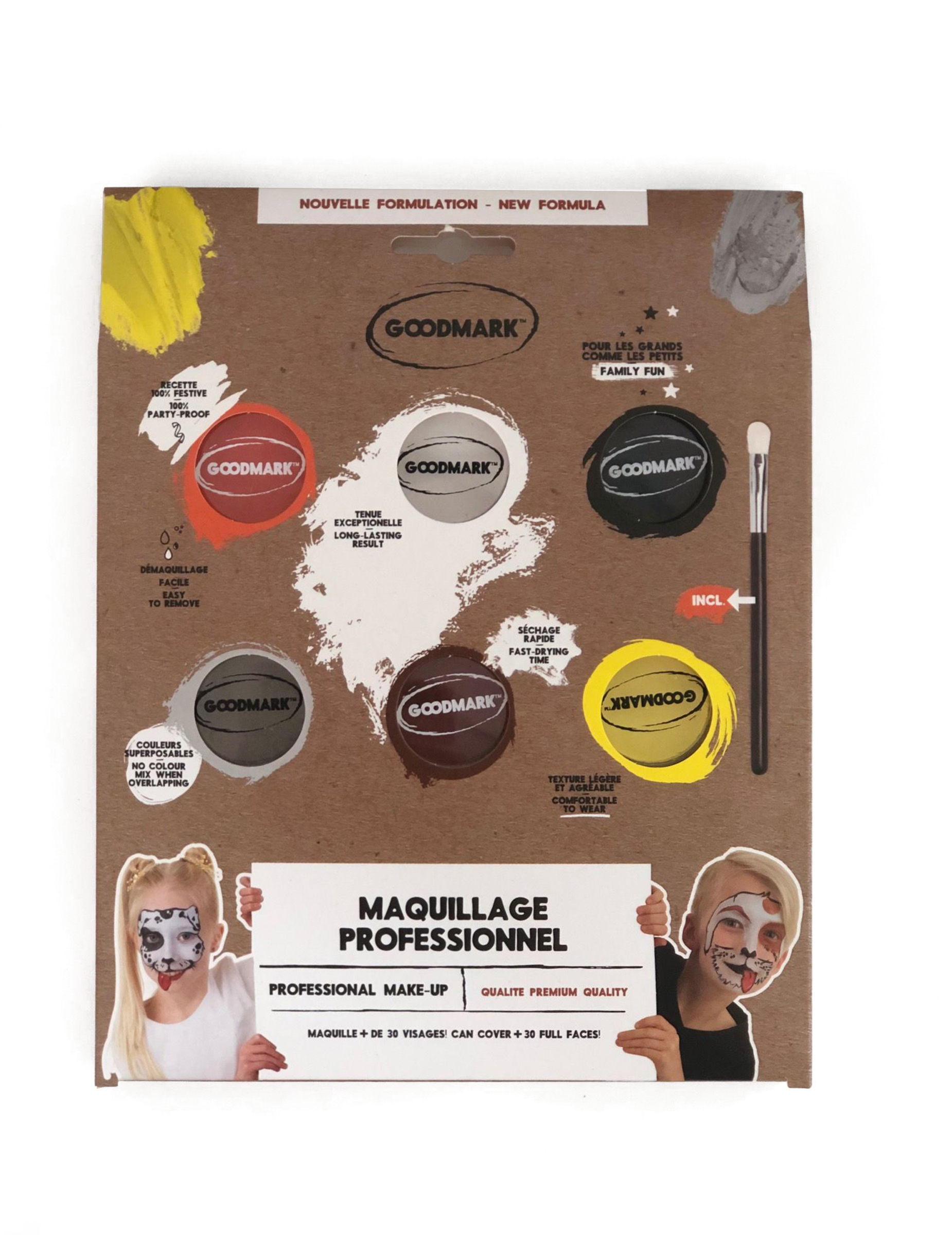 Palette de maquillage à l'eau thème animaux 6 x 4g