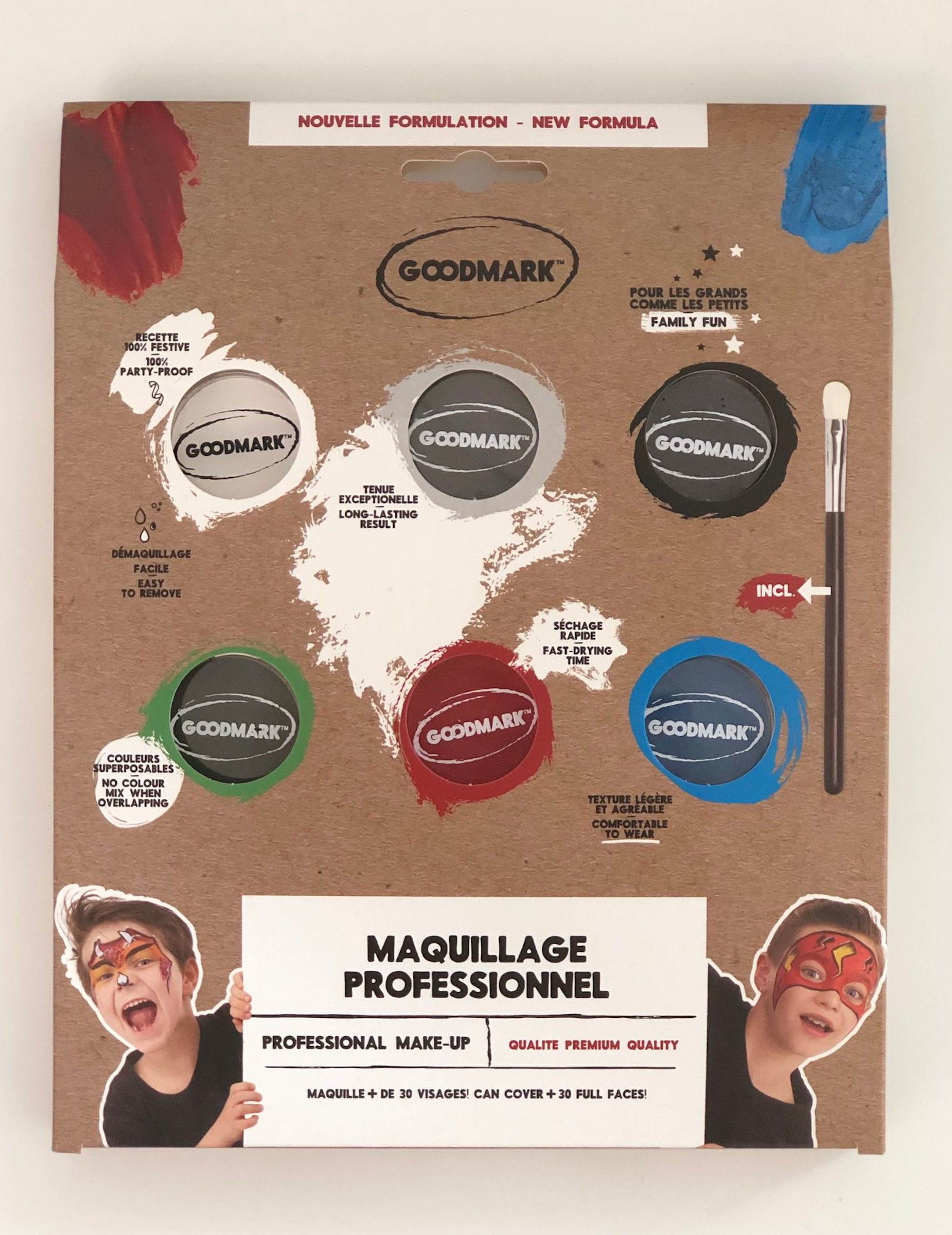 Palette professionnelle maquillage à l'eau thème garçon 6 x 4 g