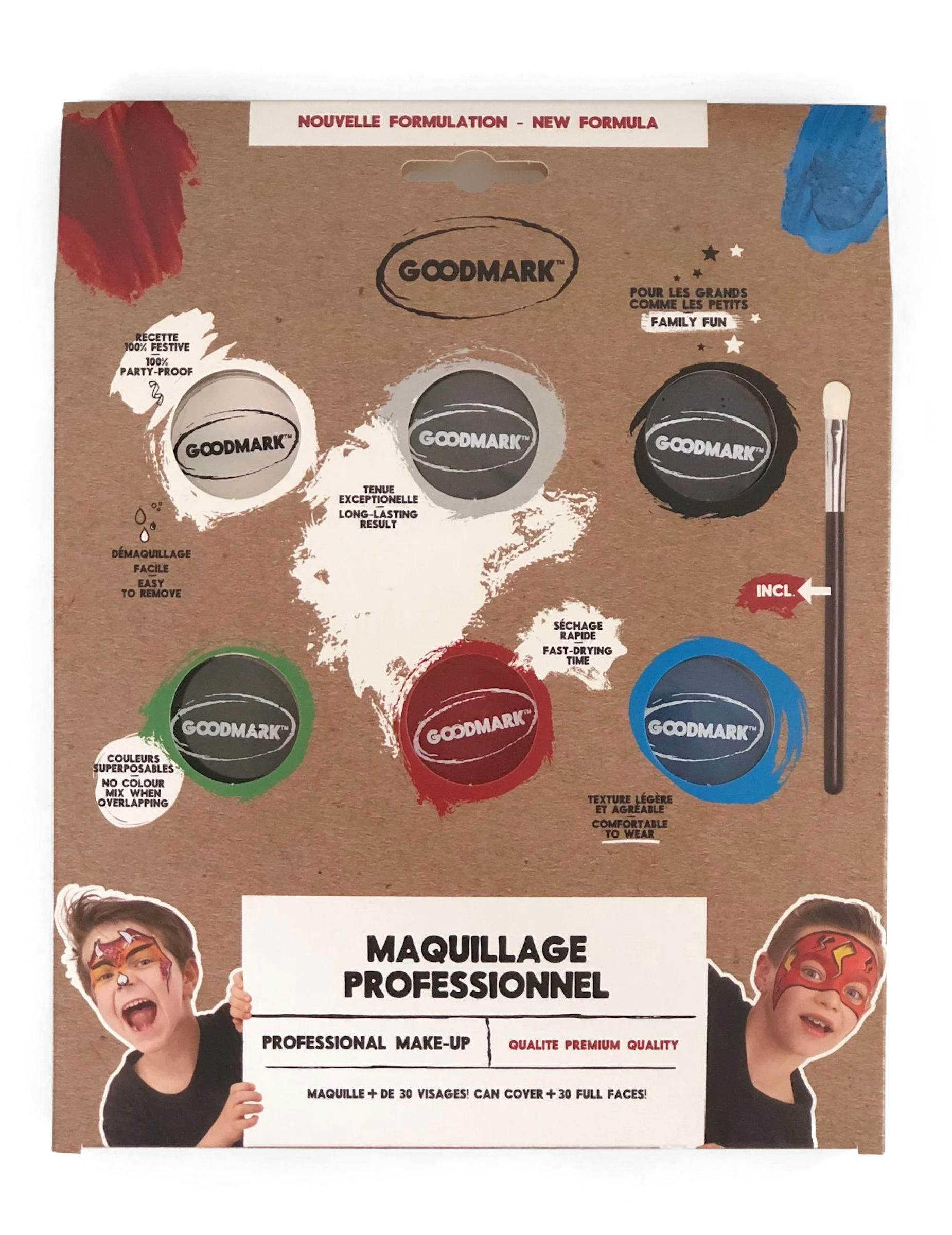 Palette professionnelle maquillage à l'eau thème garçon 6 x 4 g