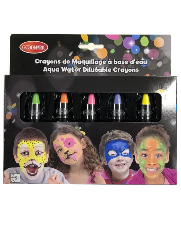 5 crayons maquillage à l'eau fluorescents enfant 2,8 g