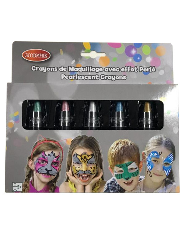 5 crayons maquillage à l'eau effet perlé enfant 2,8 g