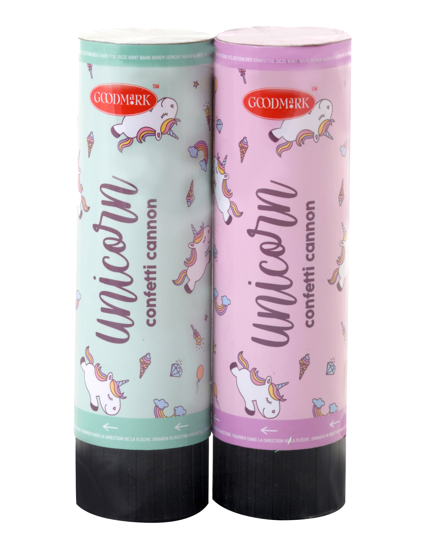 Lot de 2 canons à confettis licorne 15 cm enfant