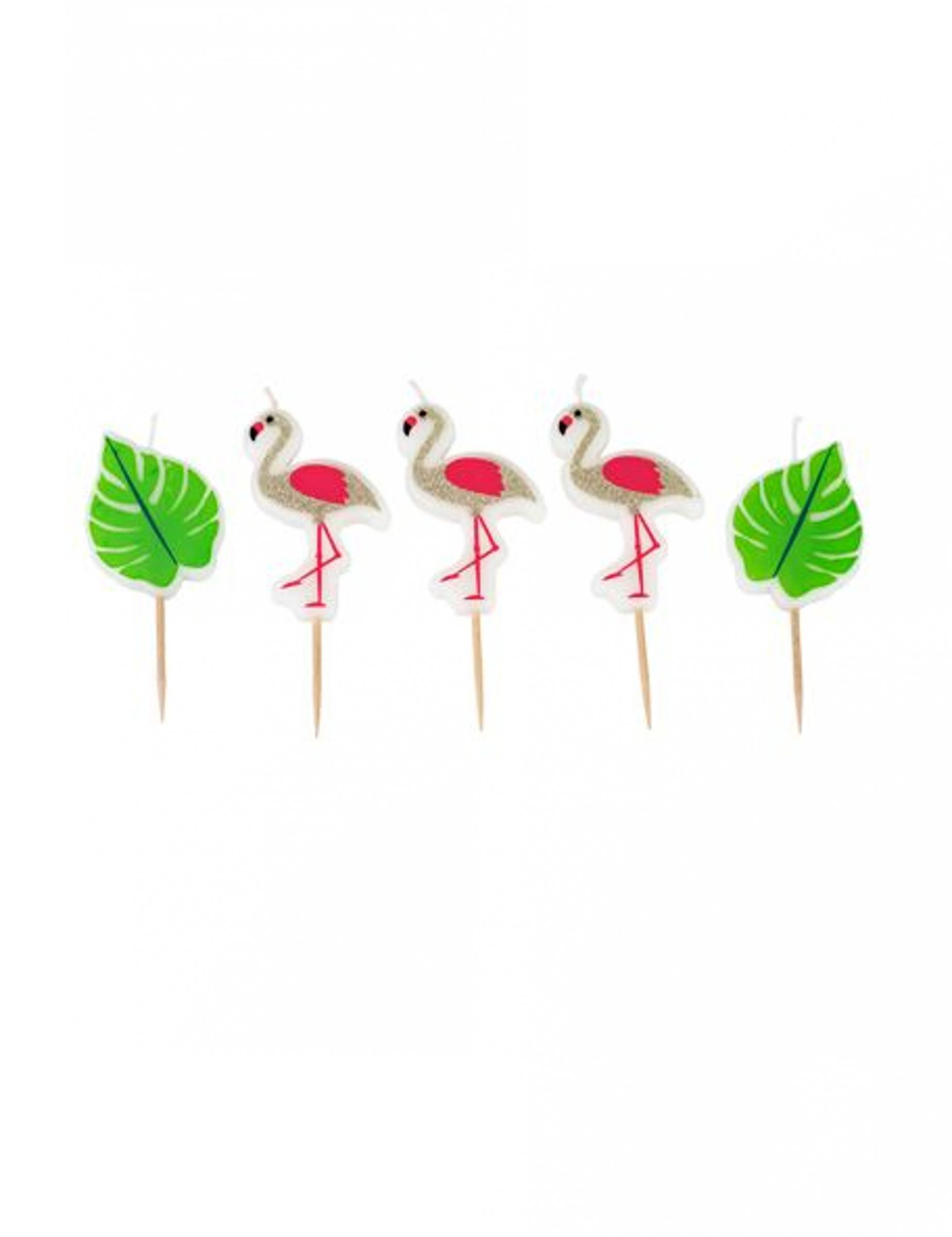 5 Bougies sur pic flamingo 5,5 cm