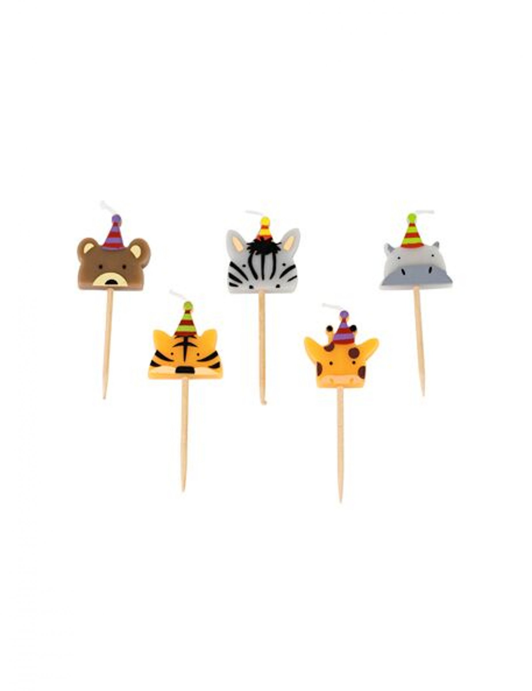 5 Bougies sur pic animaux sauvages 2,5 x 2,5 cm