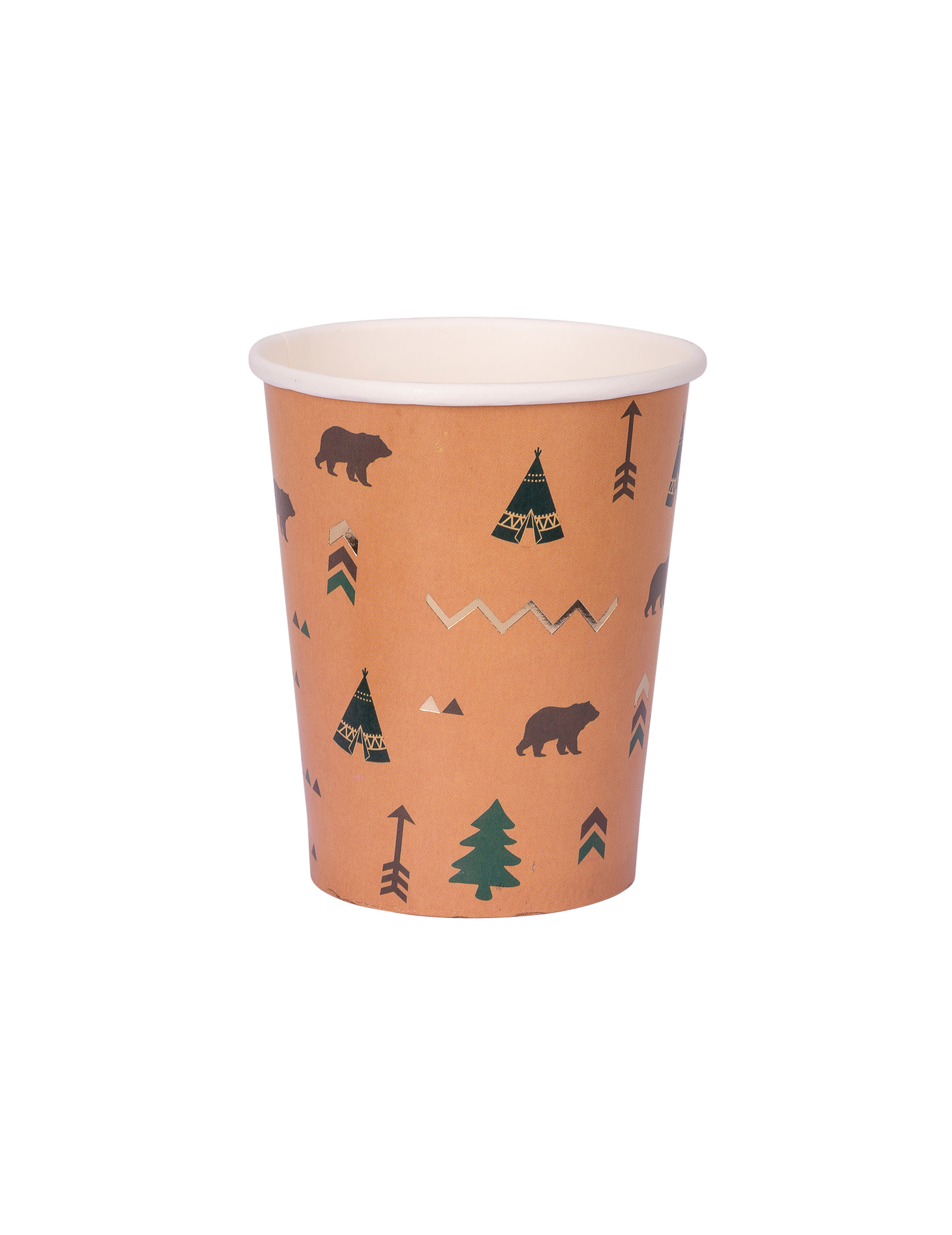 8 Gobelets en carton indian forest marron et dorures 250 ml