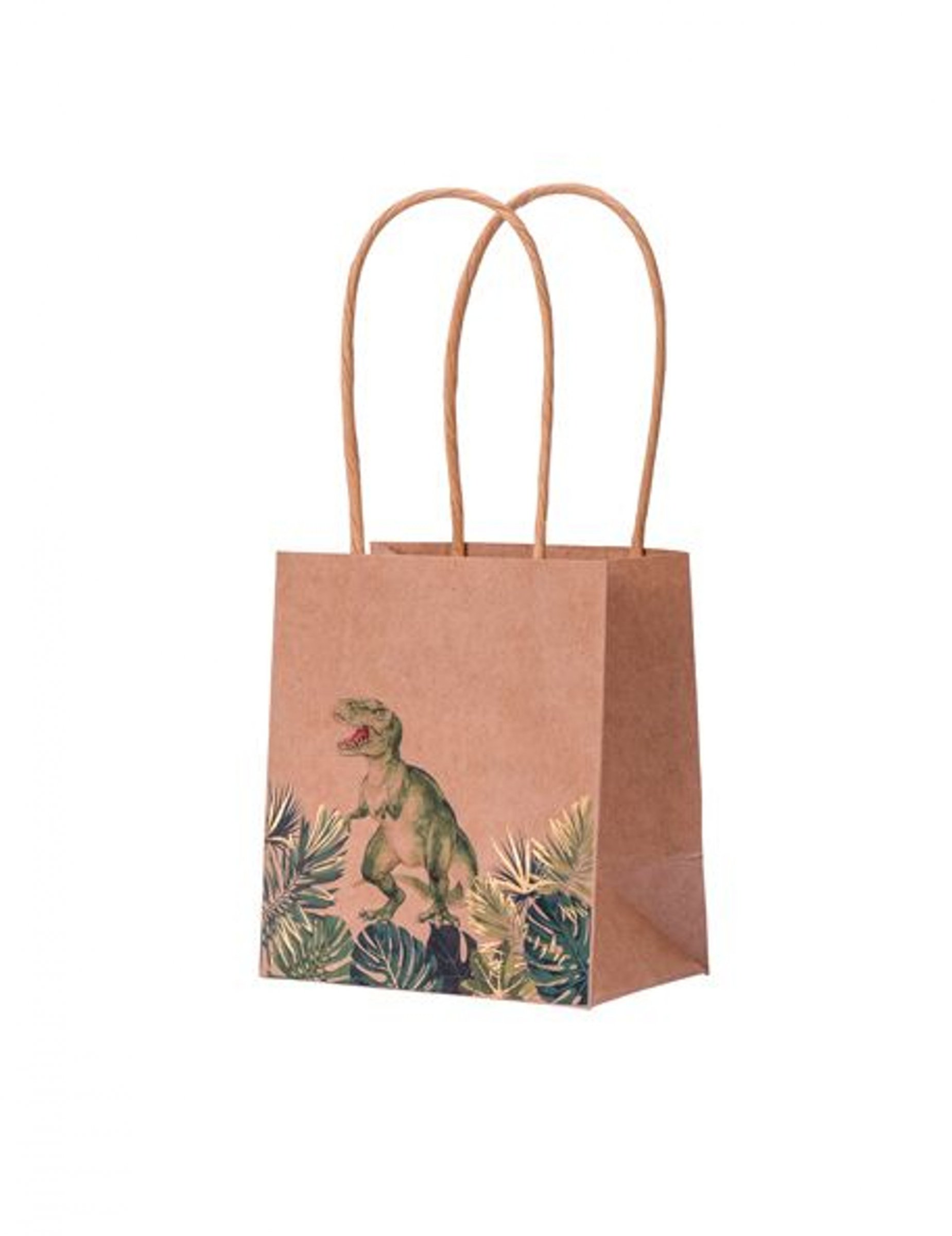 4 Sacs cadeaux dinosaure kraft 10 x 7 x 11 cm