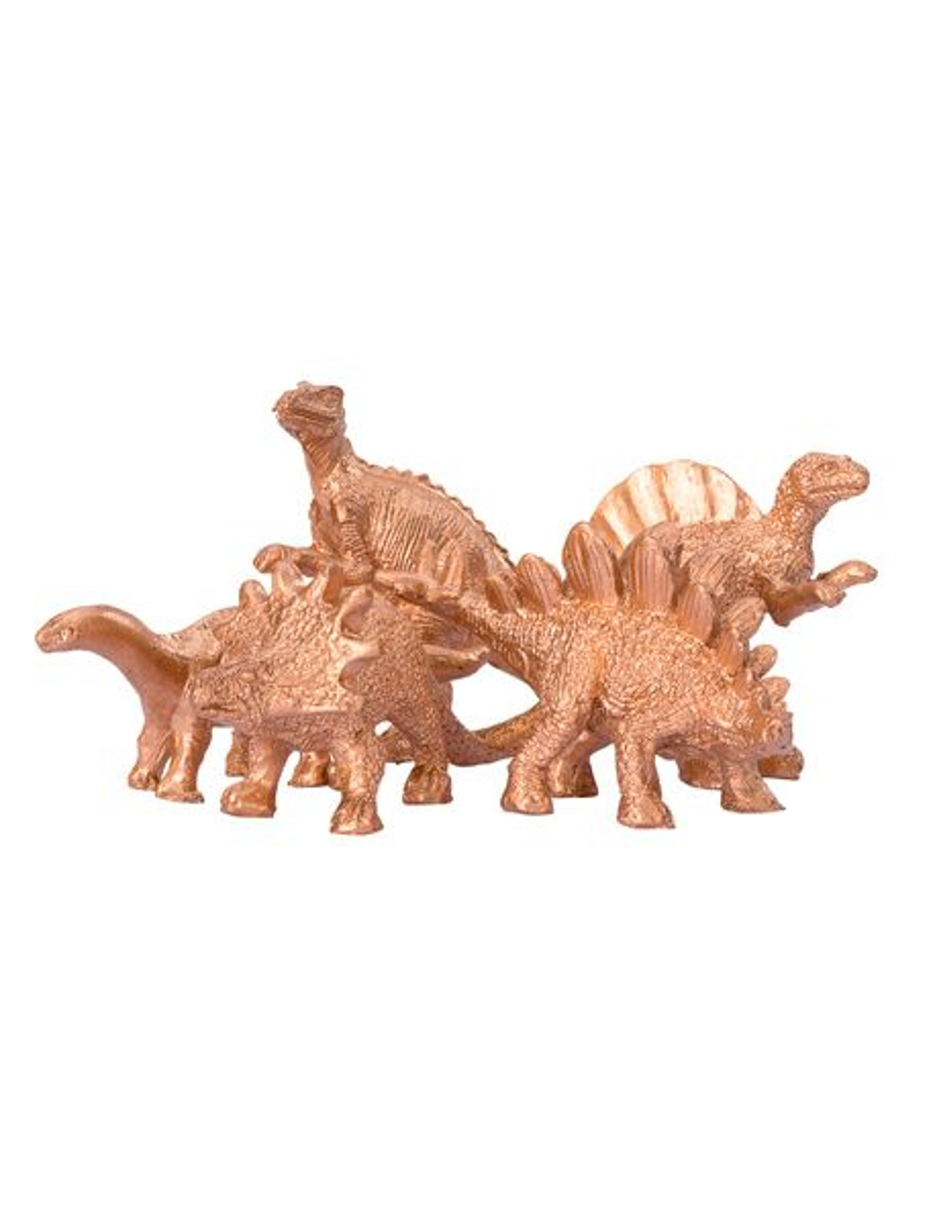5 Dinosaures décoratifs dorés 6 x 1,5 cm