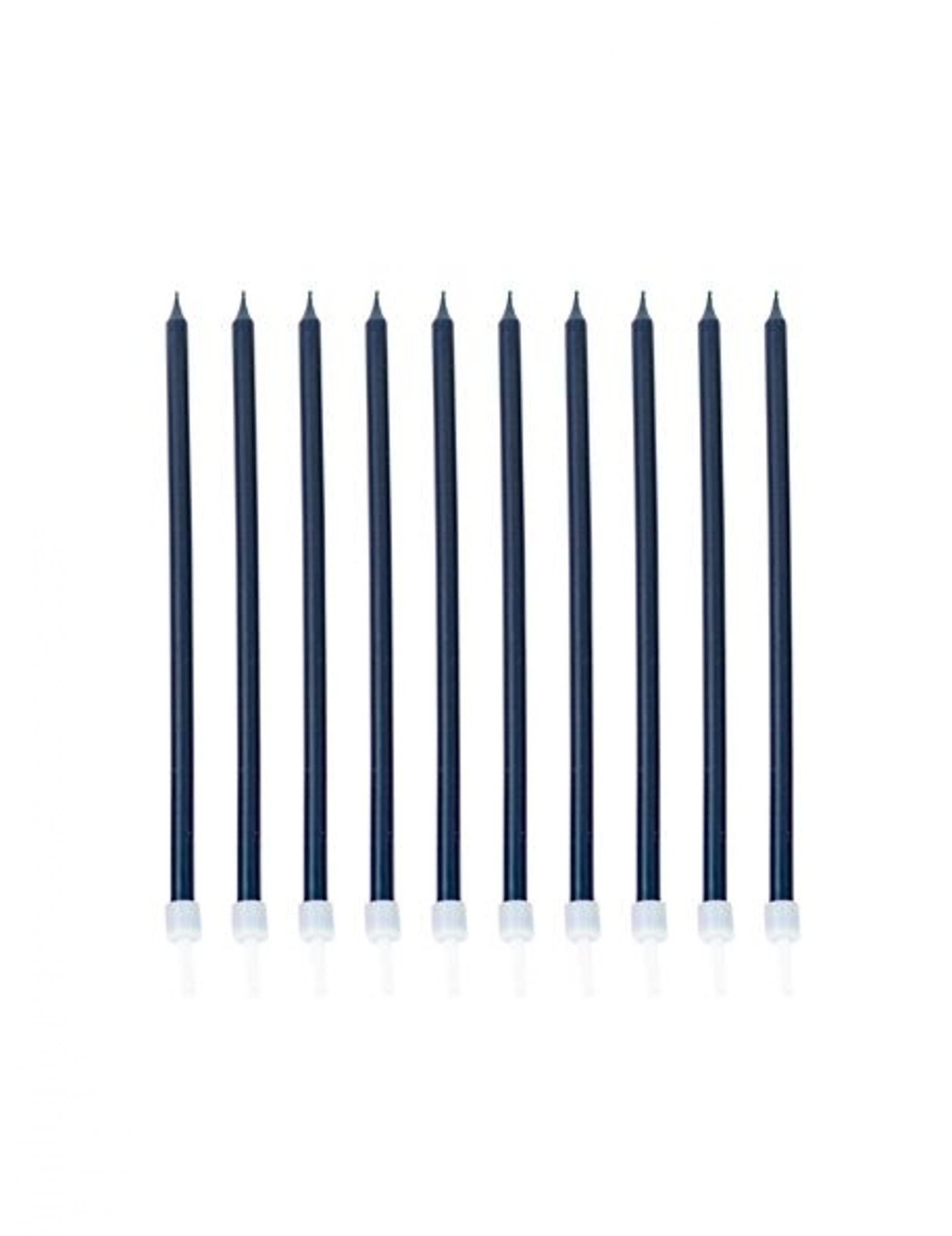 10 Bougies géantes avec bobèches marine nacré 15 cm