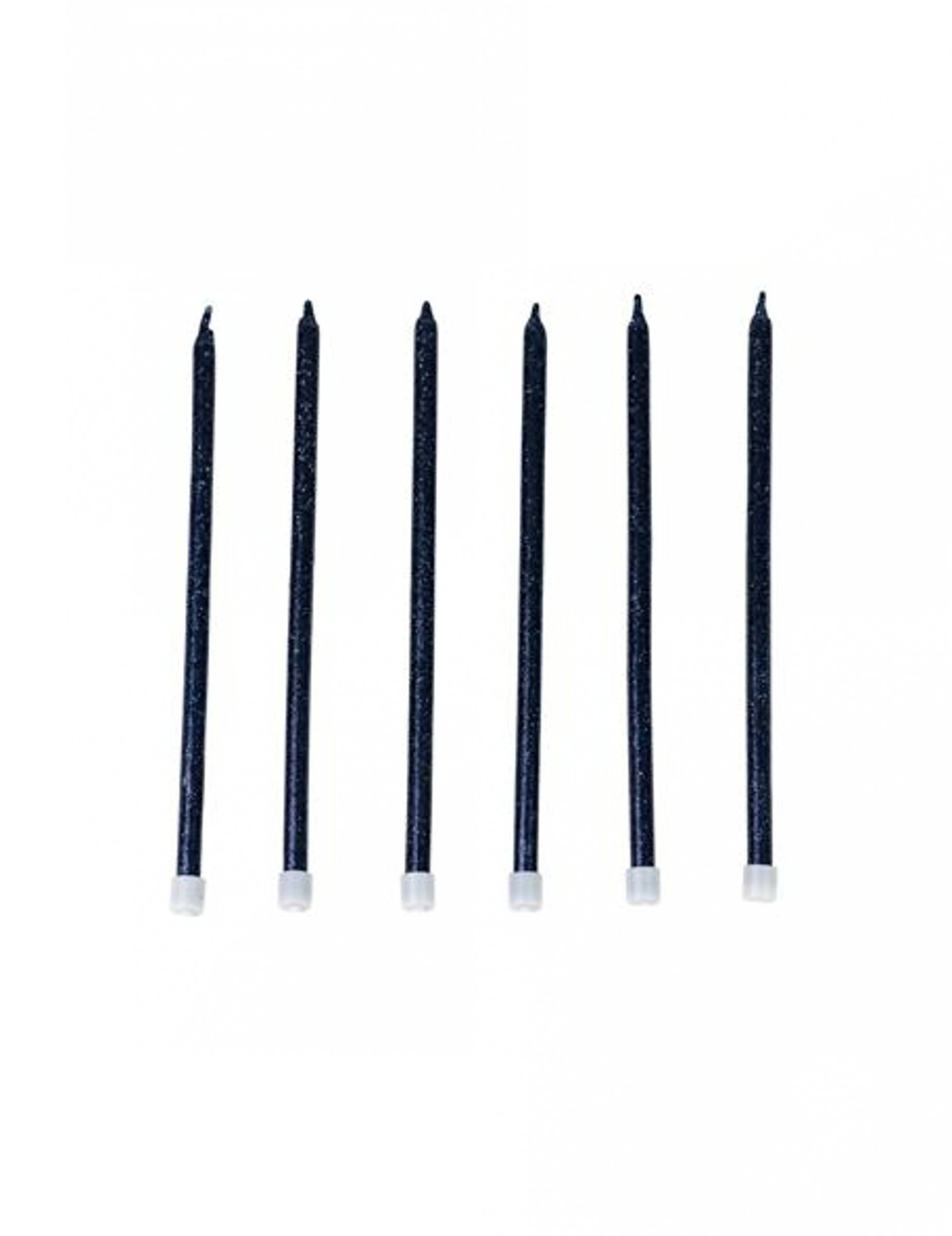 6 Bougies géantes avec bobèches paillettes marine 14 cm