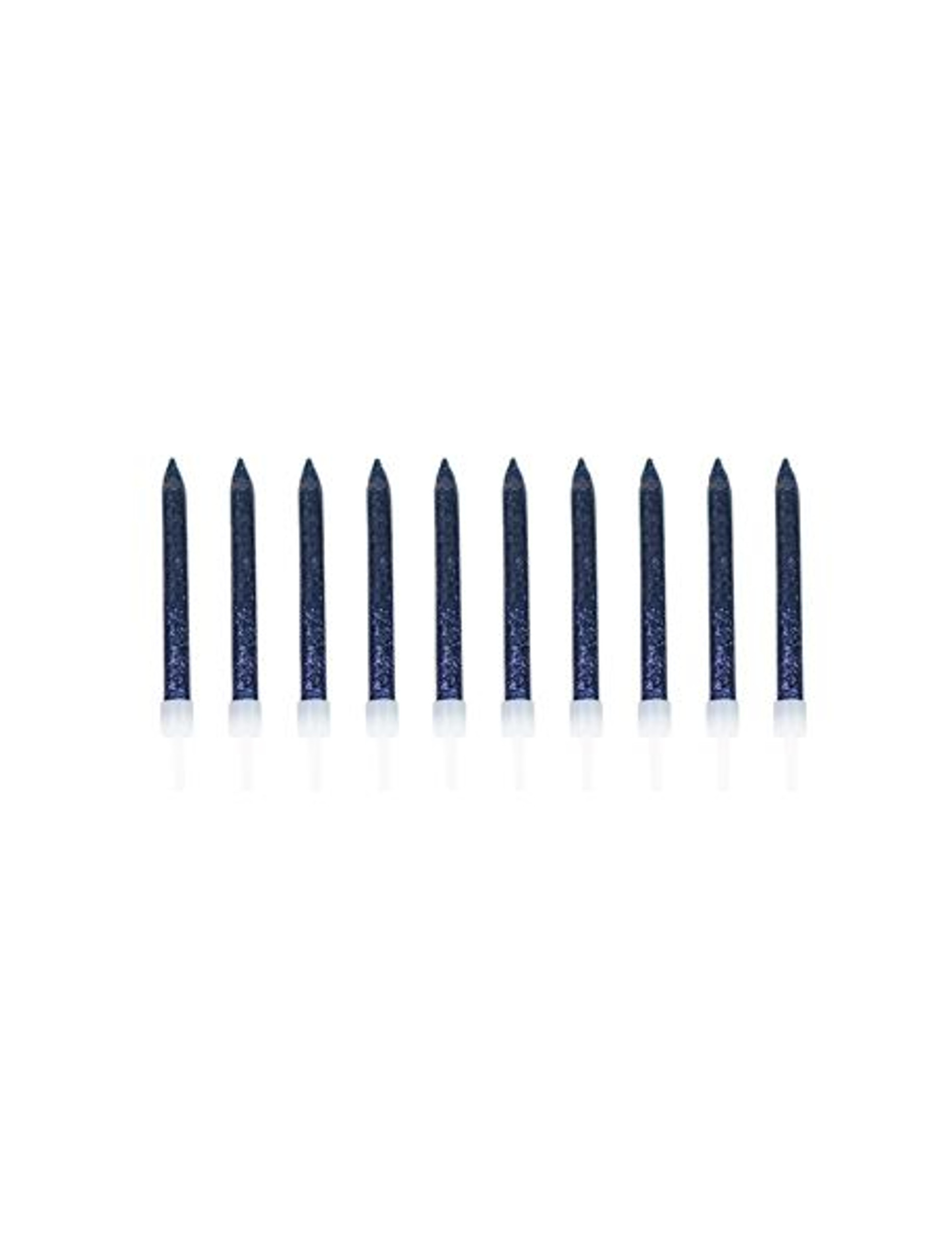 10 Bougies avec bobèches paillettes marine 6 cm