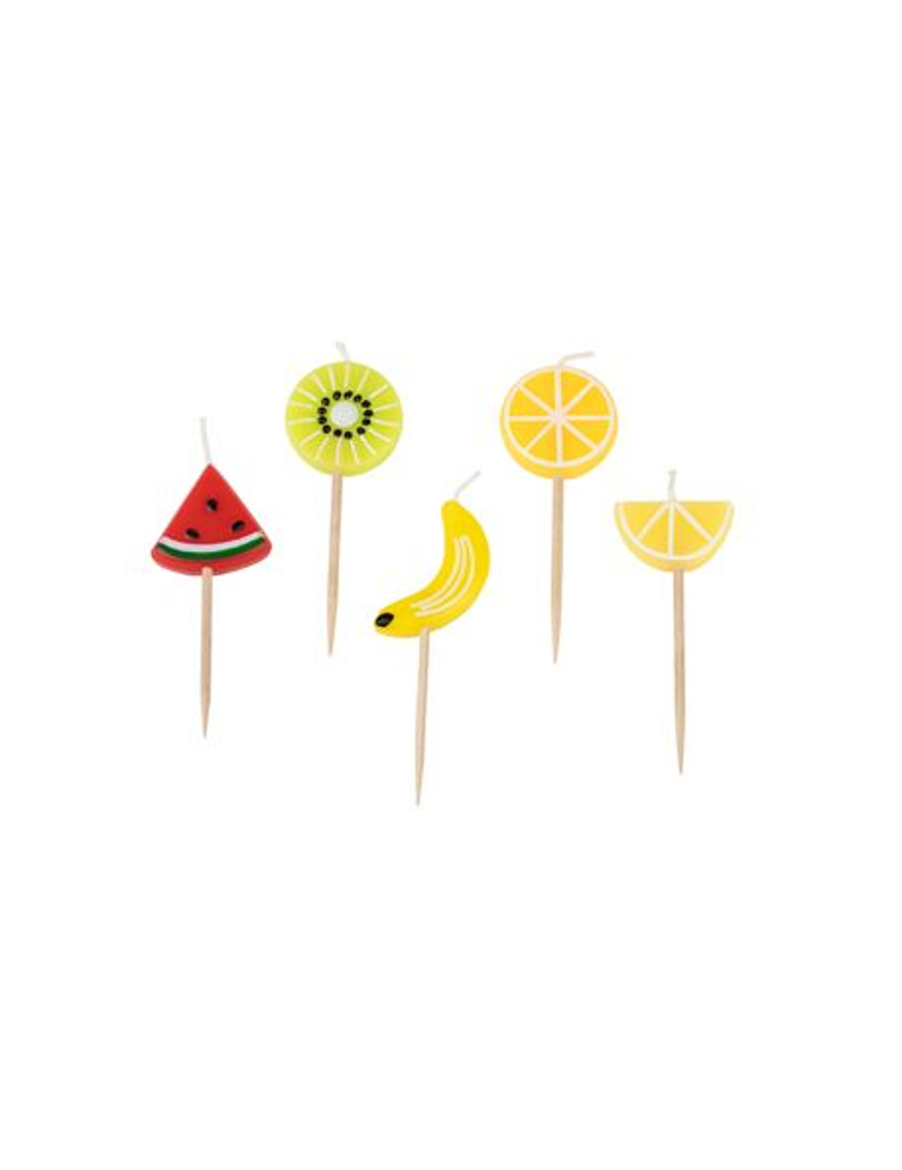 5 Bougies sur pic fruits acidulés 2 x 5 x 2,5 cm