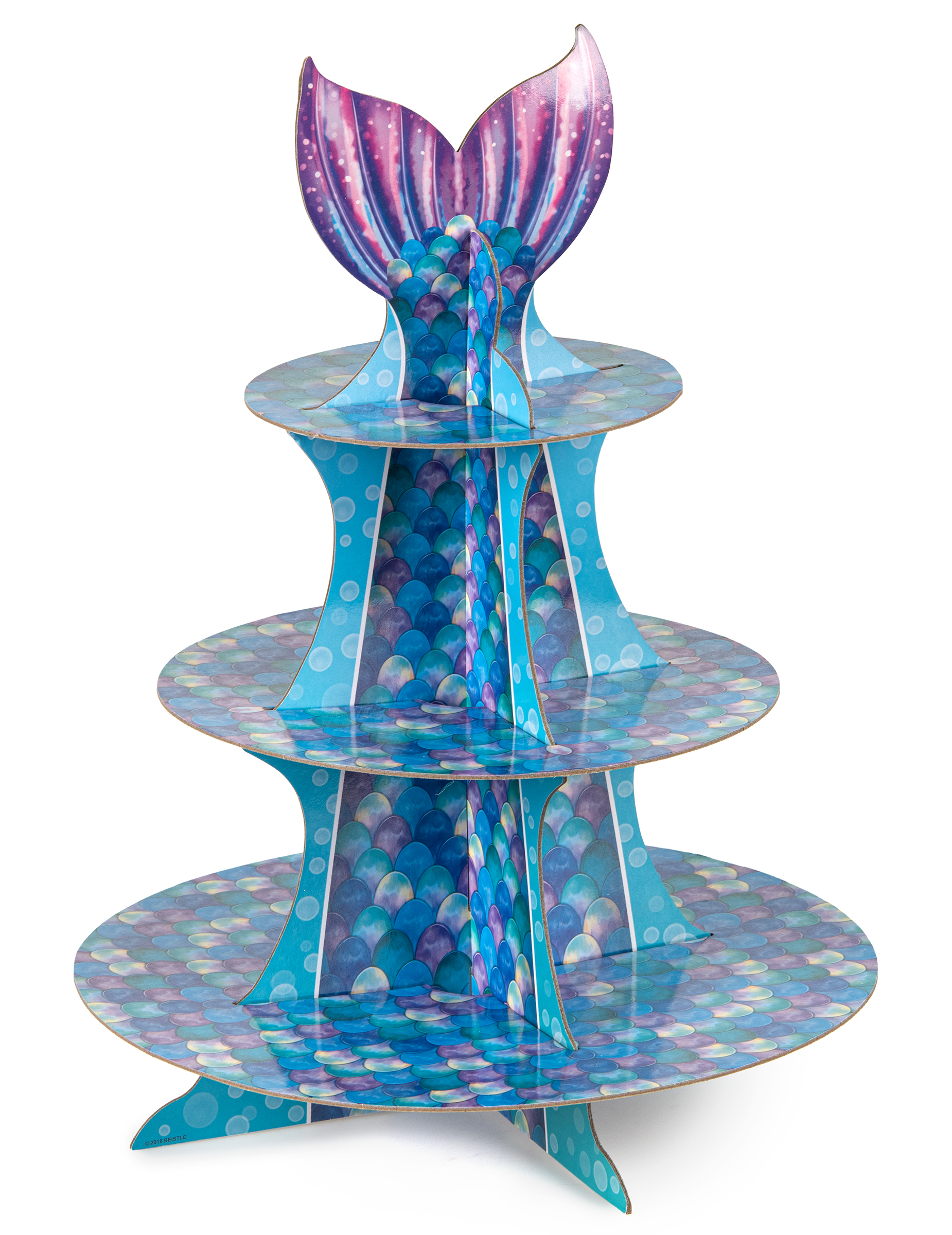 Présentoir à cupcake sirène violet bleu 40 cm