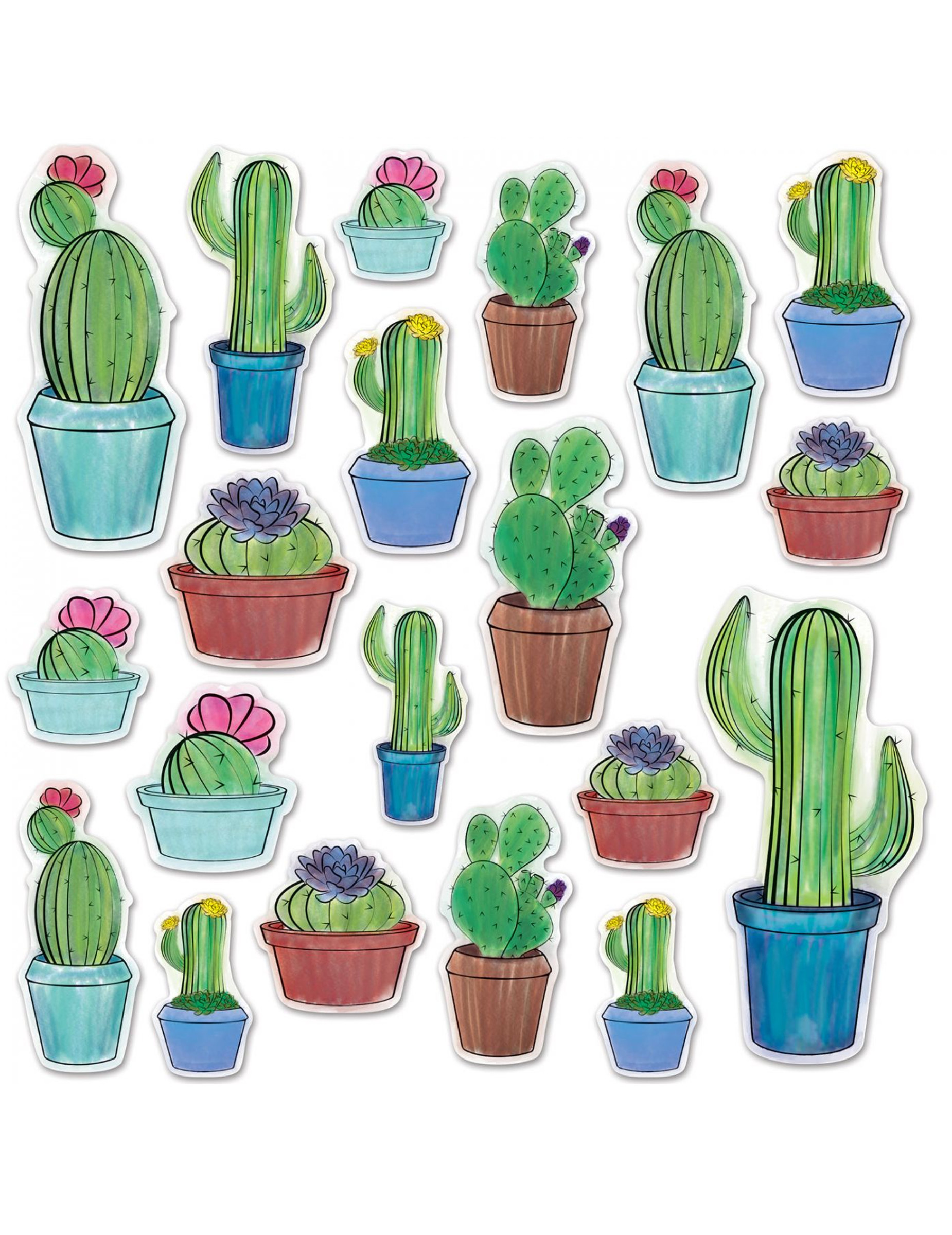 20 Cutouts en carton cactus 7 - 38 cm