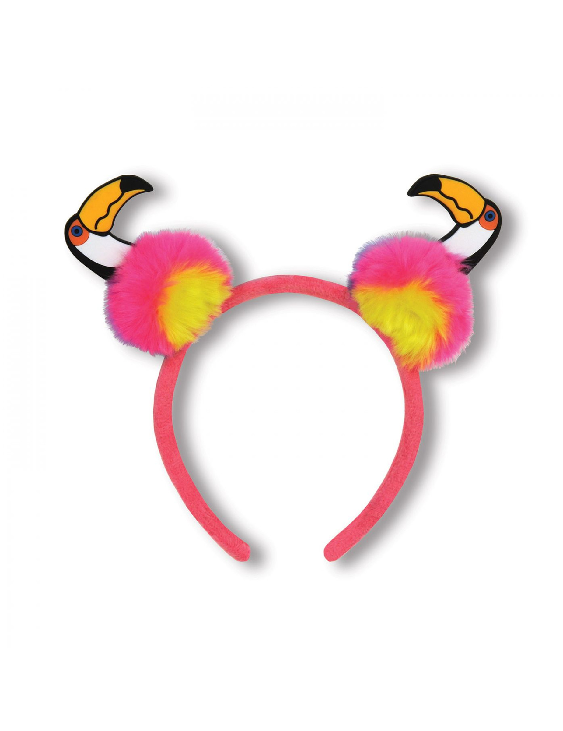 Serre-tête toucan pompons roses adulte