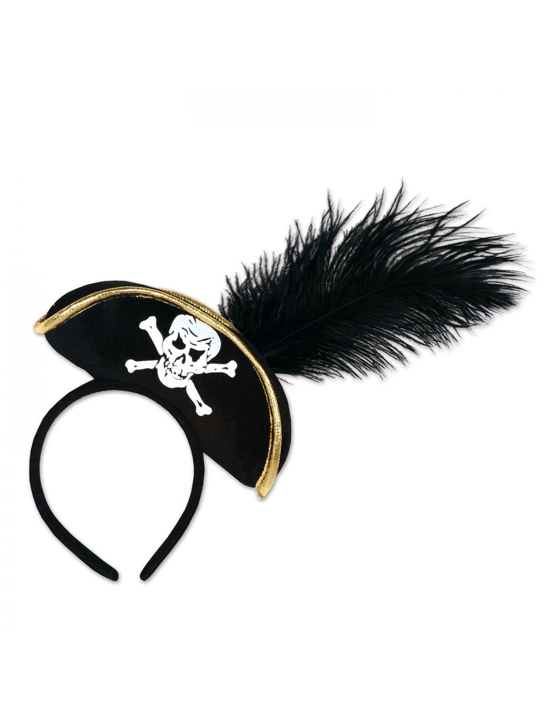 Serre-tête chapeau de pirate avec plume adulte