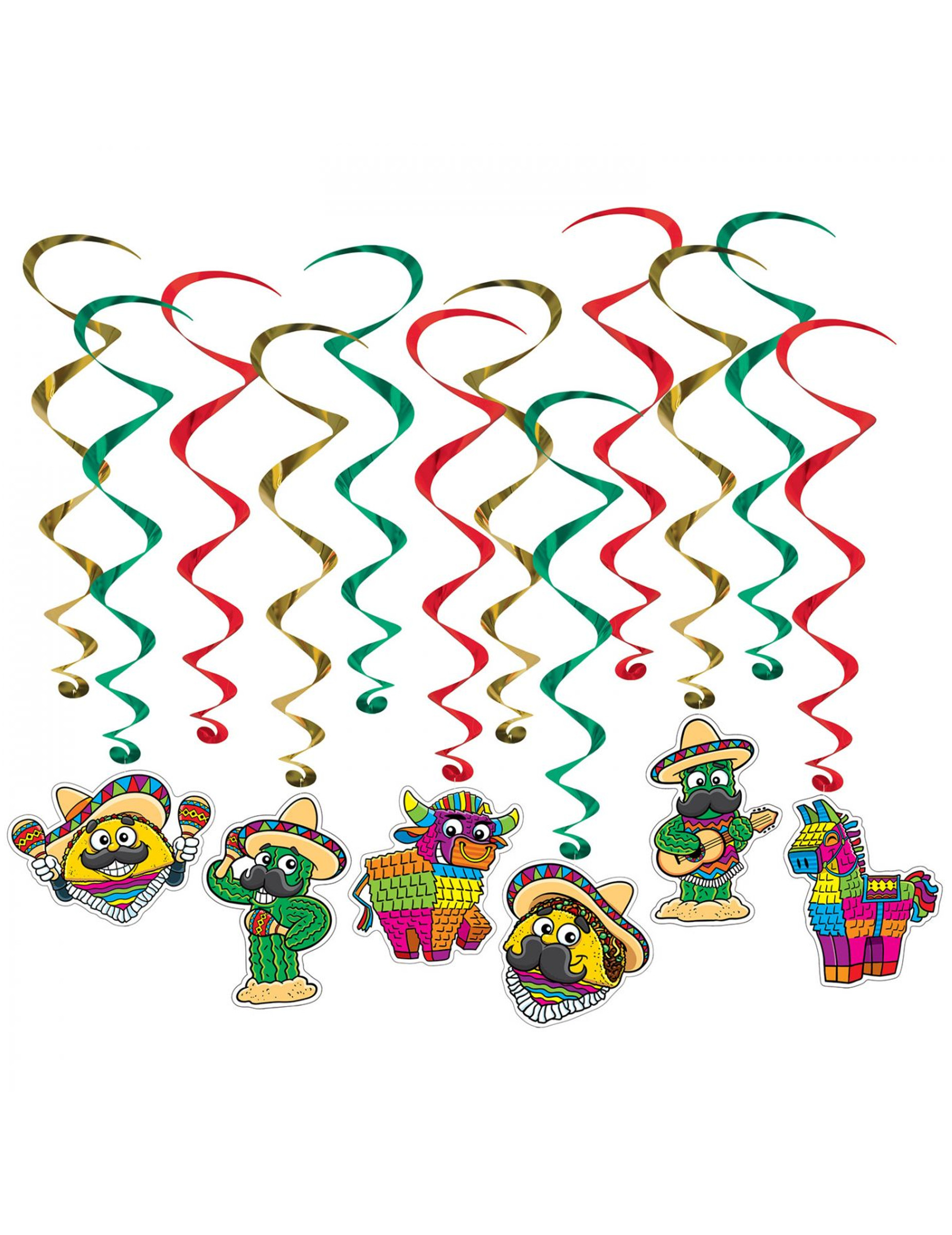 12 Suspensions en spirales fiesta mexicaine 43 - 86 cm