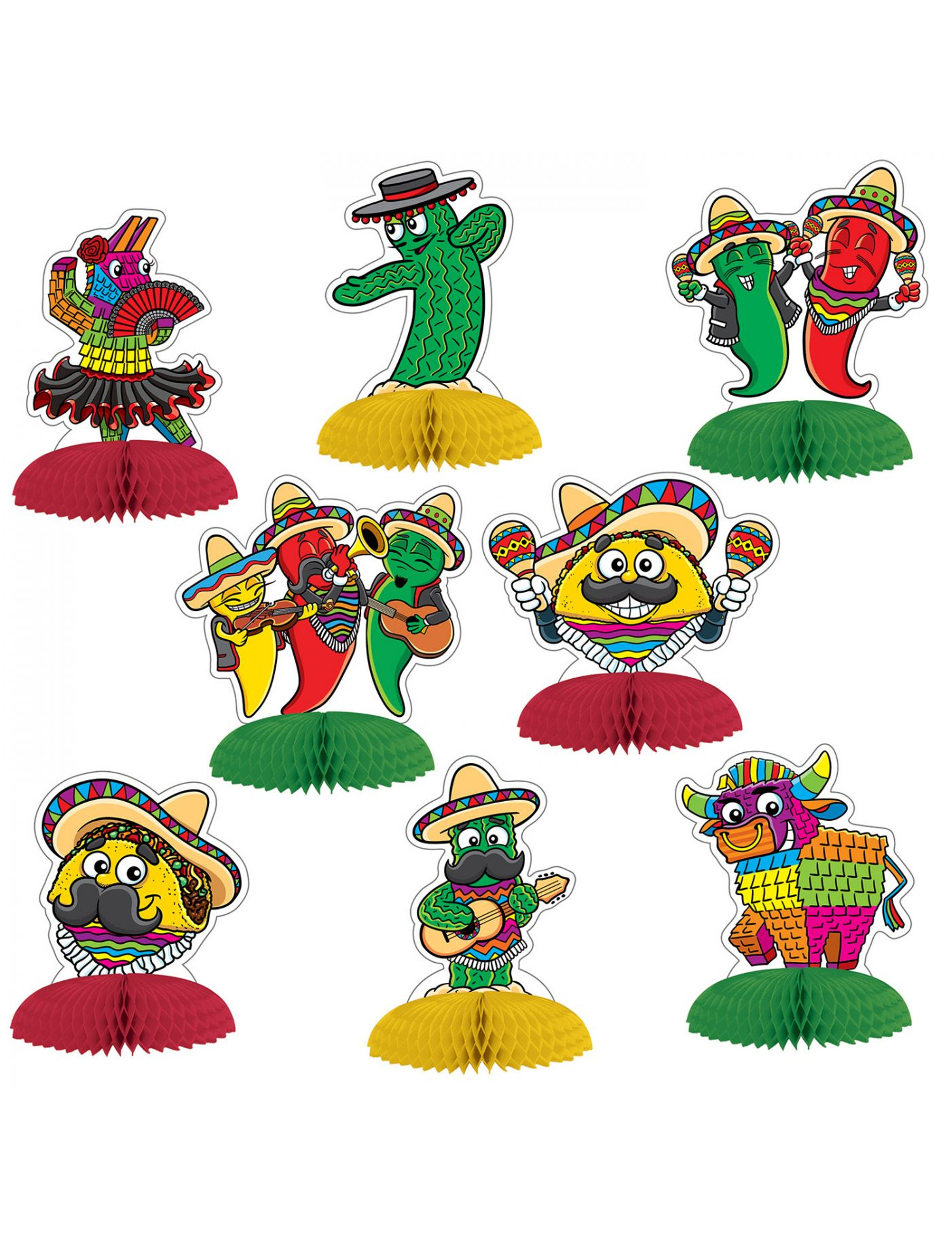 8 Minis centre de table en papier fiesta mexicaine 10 cm