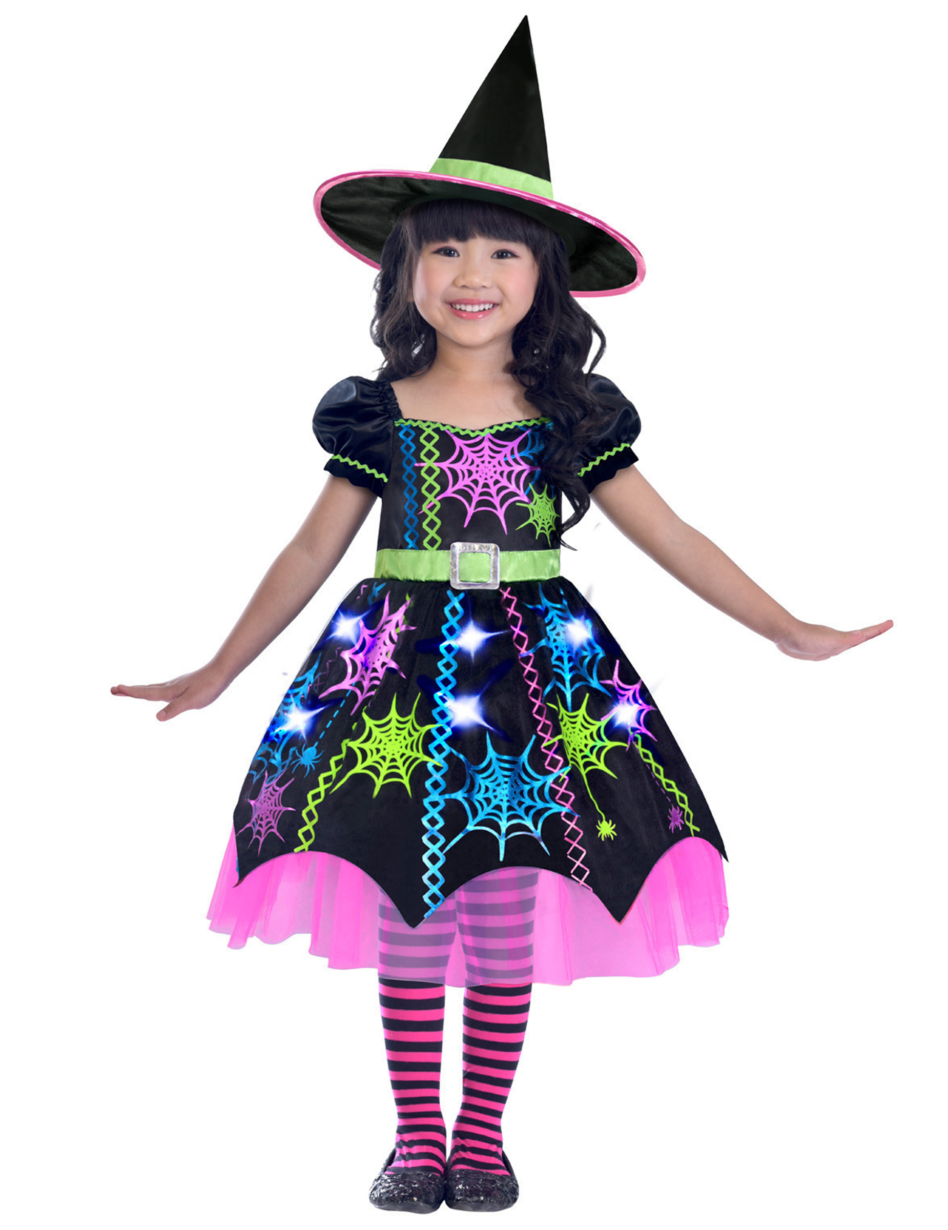 Déguisement sorcière multicolore araignée fille