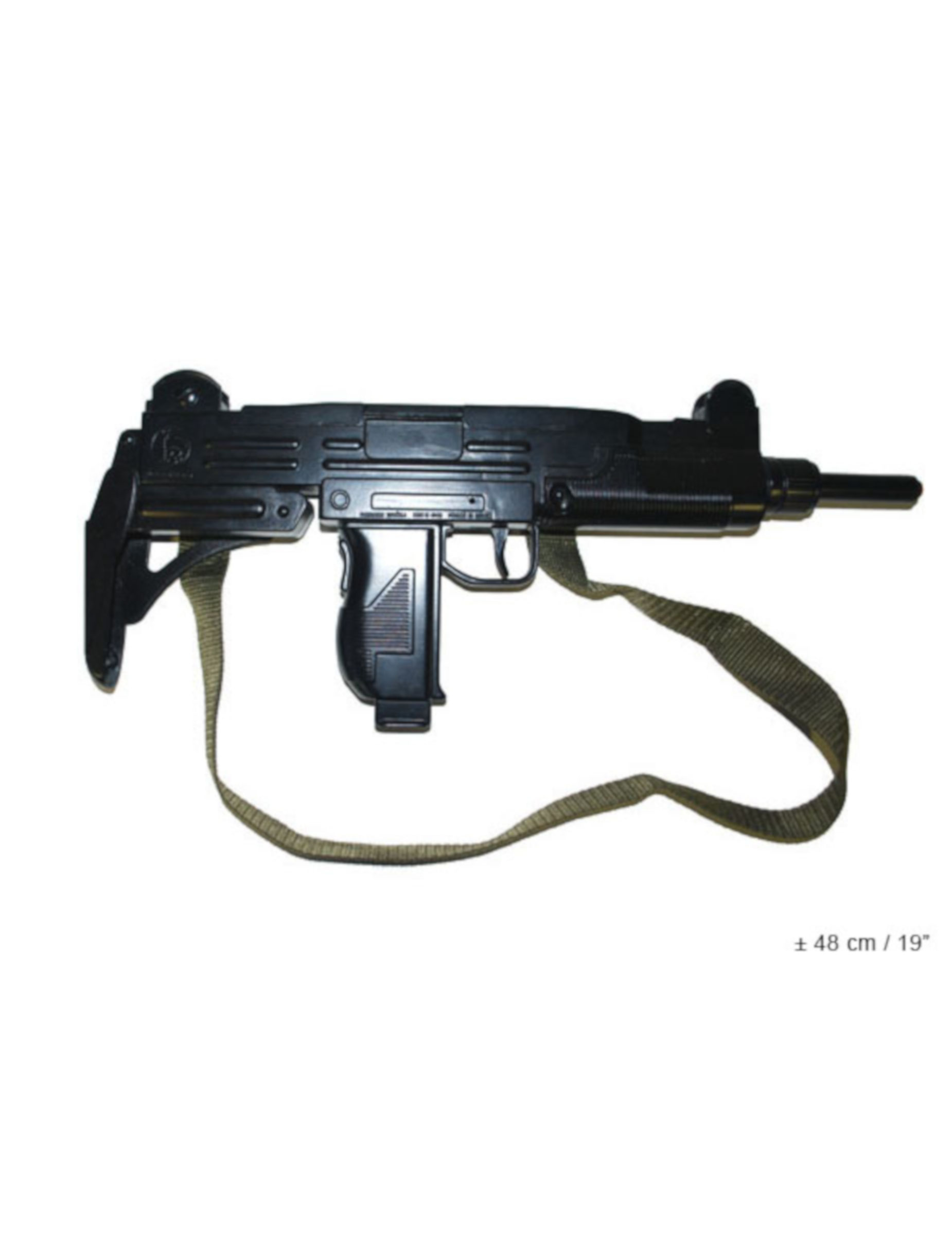 Uzi réaliste factice métal avec lanière 48 cm