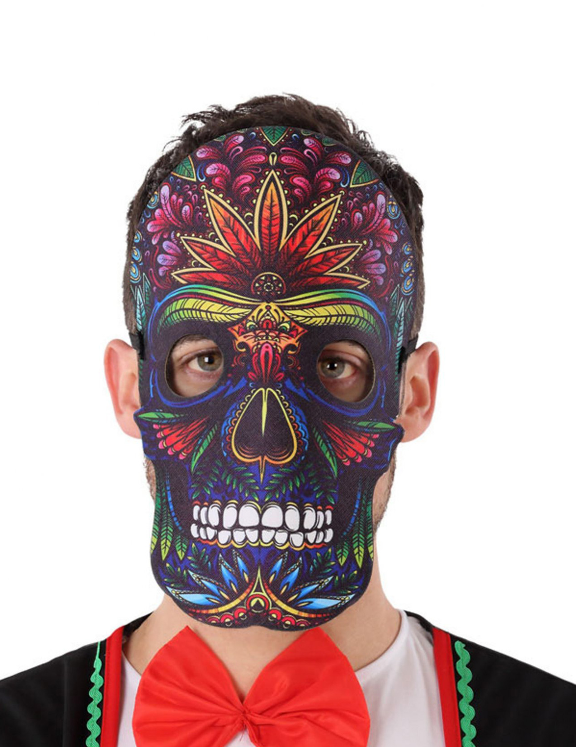Masque dia de los muertos effet cuir et feutre adulte