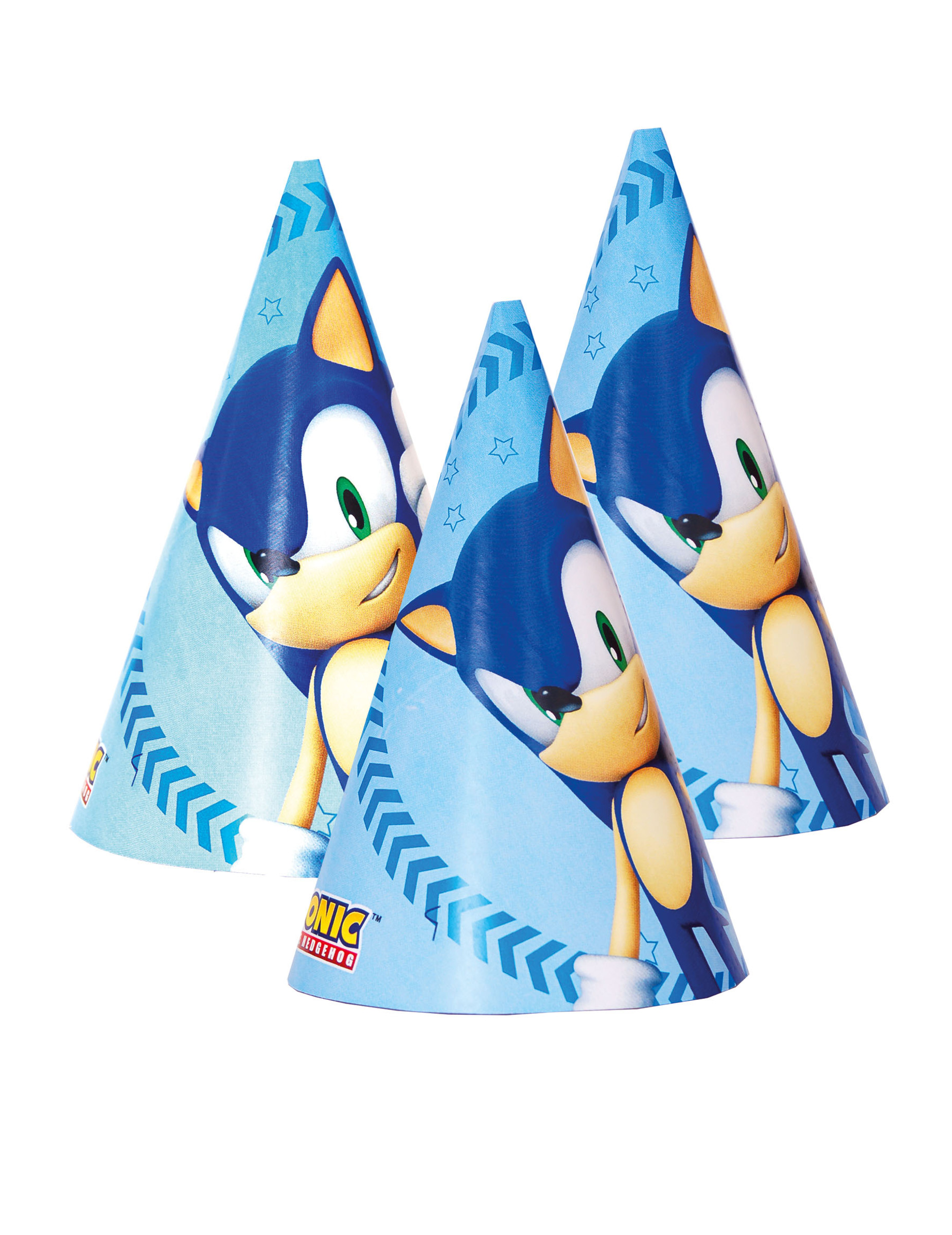 6 Chapeaux de fête en carton Sonic