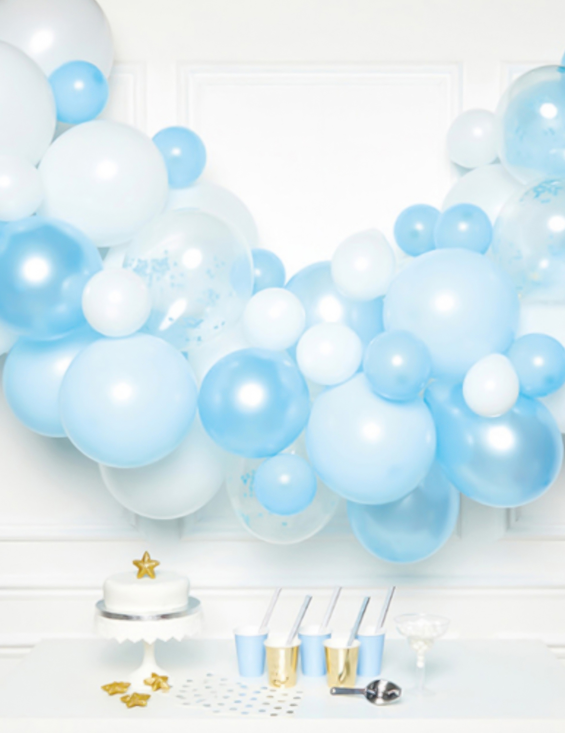 Kit arche de 70 ballons dégradé de bleu