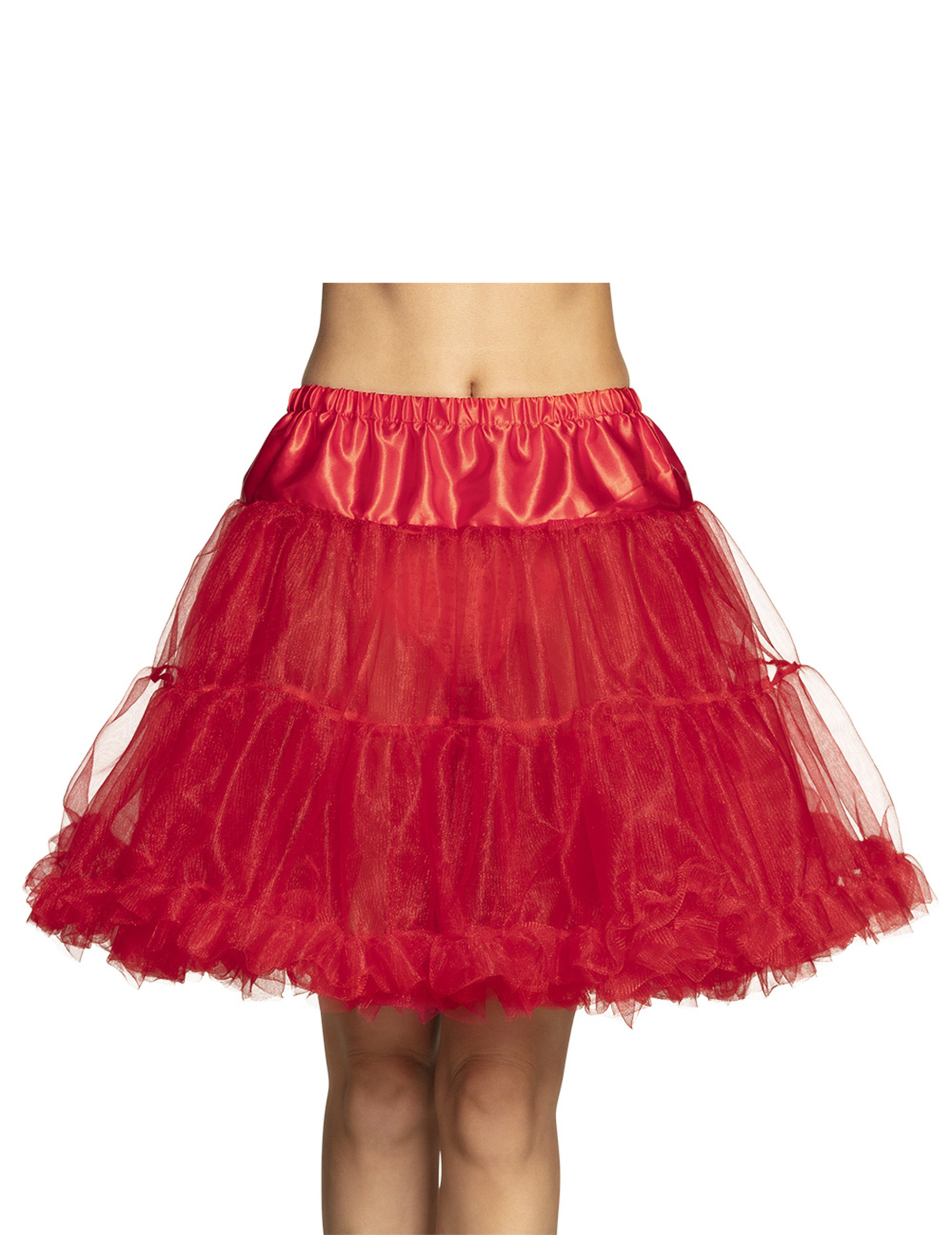 Jupon mi-long rouge femme