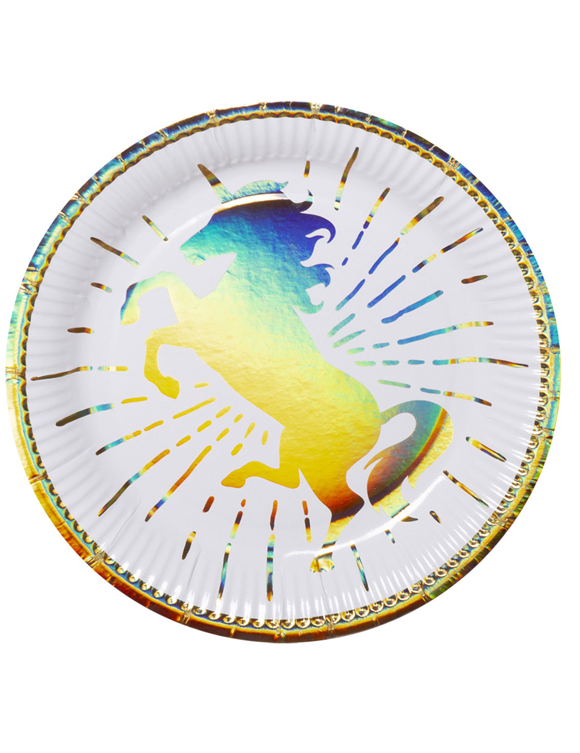 6 Assiettes en carton Licorne Holo 23 cm