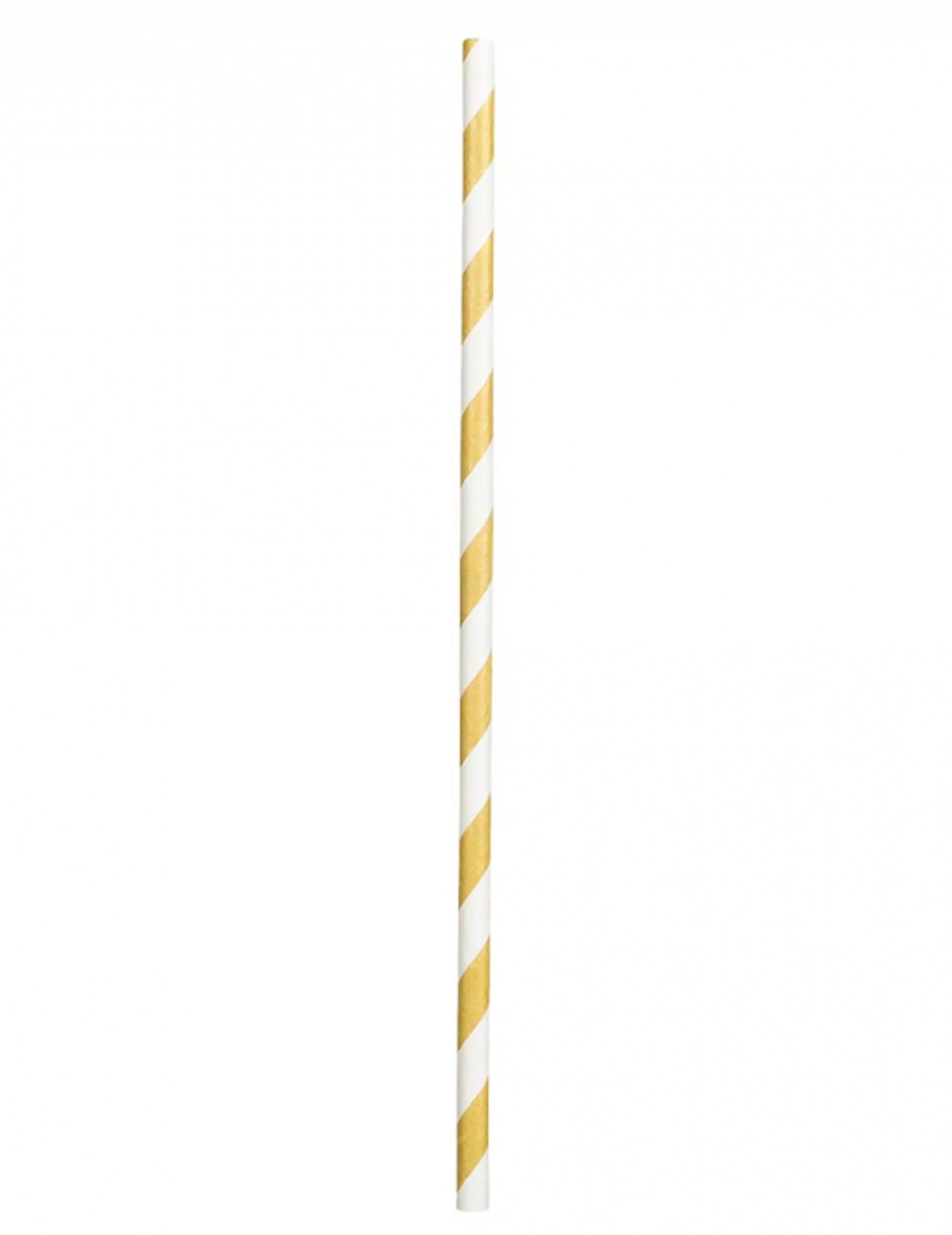 20 Pailles en carton rayées dorées 20 cm