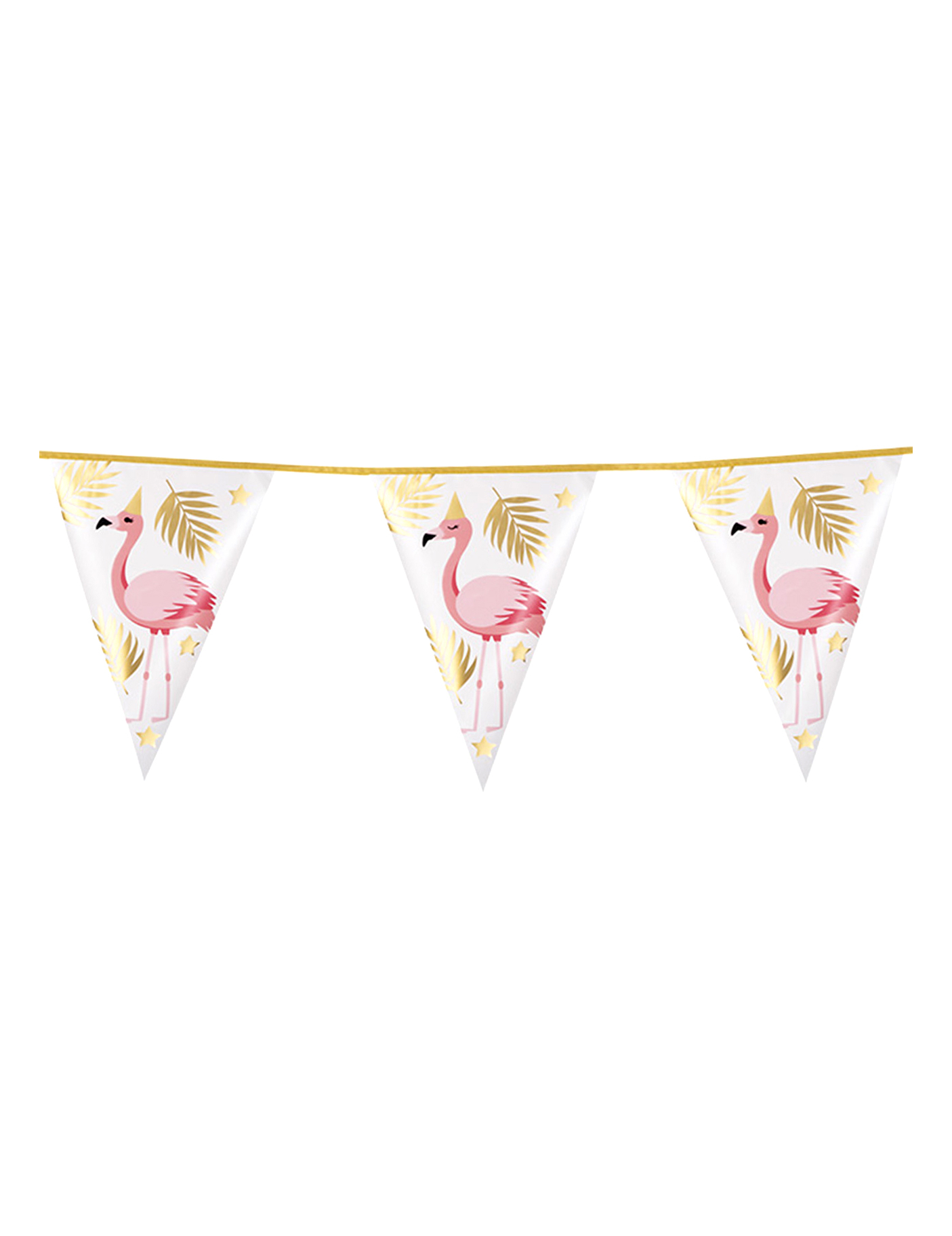 Guirlande 10 fanions Flamant Tropic en plastique 30 x 20 cm
